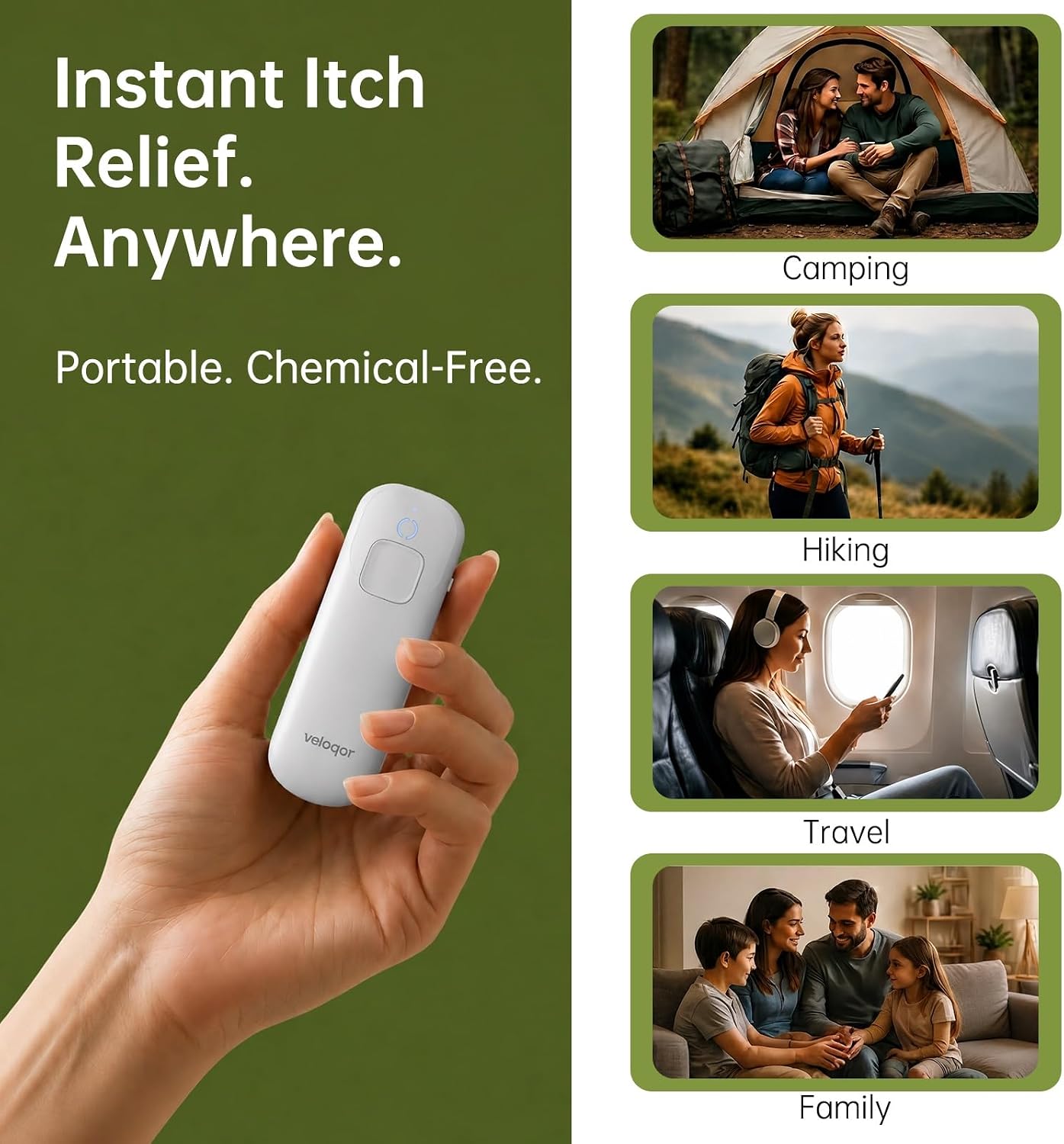 AT02 Bug Bite Itch Relief Tool, Chemical-Free After Bite Insect Bite Treatment with Built-in Night Light, Dual-Mode Heat Mosquito Bite Itch Relief, White