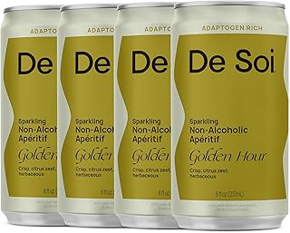 De Soi Golden Hour Non-Alcoholic Drinks 4-Pack (8 fl oz) Variety Pack - Ready to Drink Beverages, Alcohol Free Alternative, Sparkling Aperitifs with Adaptogens, Natural Botanicals