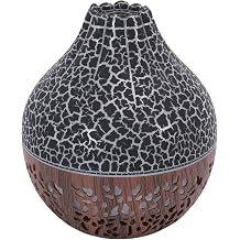 Essential Oil Diffuser, Hallow Design Cool Mist Humidifier Mini USB Aromatherapy Diffuser with Colors Lights, Essential Oil Diffuser Silent, for Bedroom Office Spa Black Crack Dark Wood