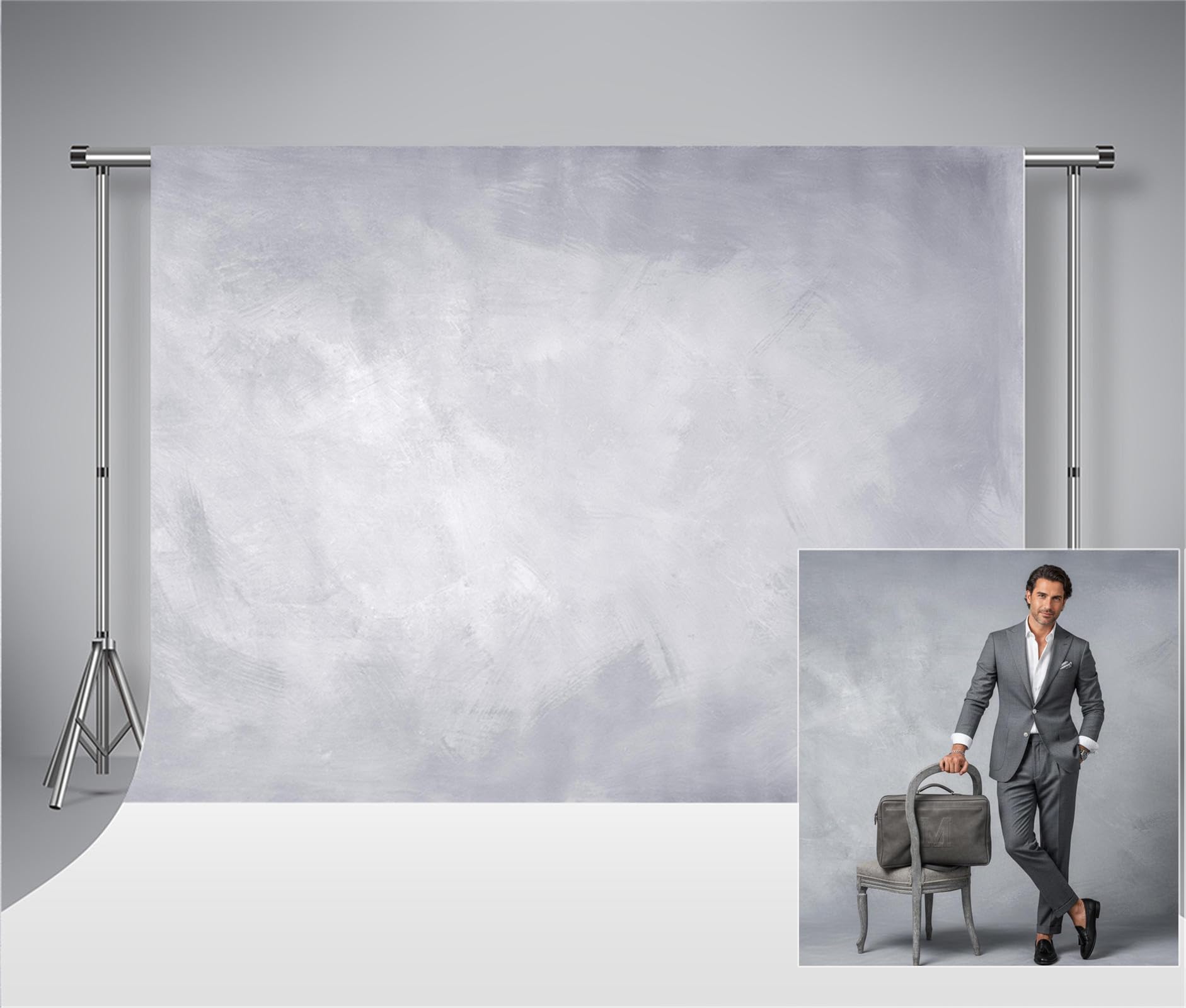 Kate Toile de Fond 2x2m Abstrait Gris Clair Photographie Décors Gris Photo Studio Toile de Fond Rétro Microfibre Accessoires pour Enfants Studio de Photographie