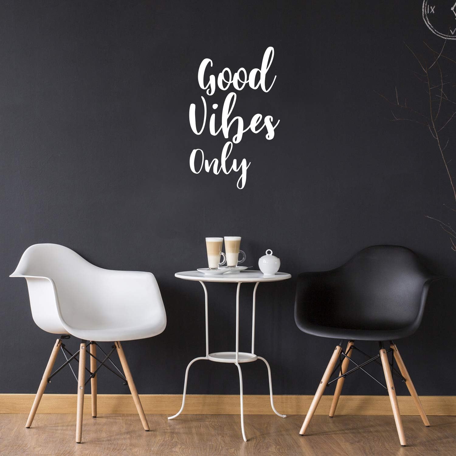 Motivational Art Decal / Cursive Good Vibes Only Wall Decoration Vinyl Sticker (White)