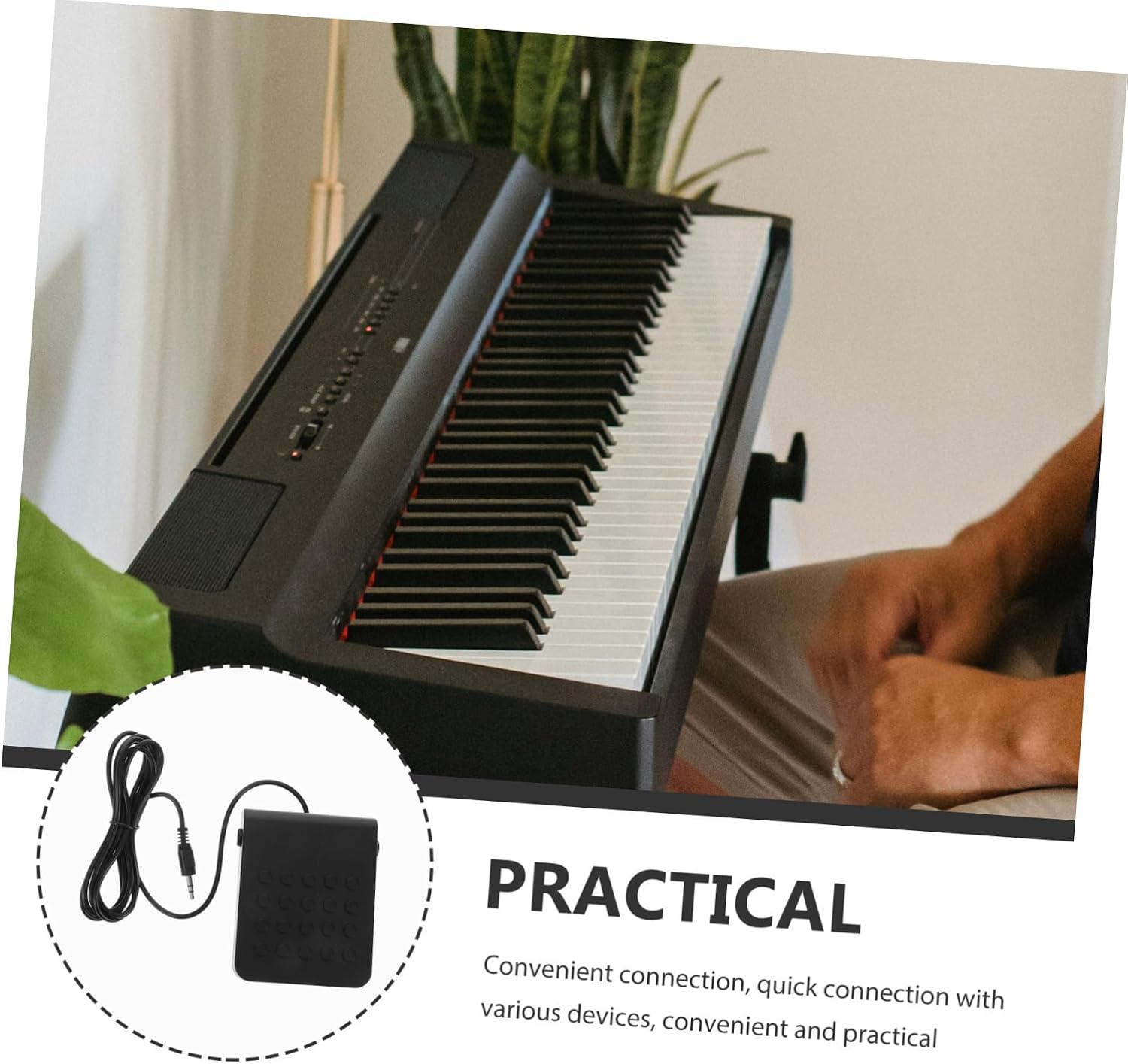 Electric Piano Sustain Pedal Compact and Keyboard Accessory Jack Compatible Electronic and Digital Pianos Sound Transmission and Quick Setup