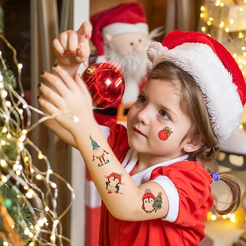 Miniatura 2 de 65 piezas de tatuajes temporales de Navidad para niños, calcomanías de tatuaje de Navidad que brillan en la oscuridad, calcomanías de tatuaje de