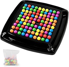 Intellectual Chessboard - Dual Duel, Intellectual Chess Board, Rainbow Ball Elimination Game, Rainbow Bead Matching Game Interactive Tabletop Strategy Puzzle Games for Kids & Adults (80PCS)