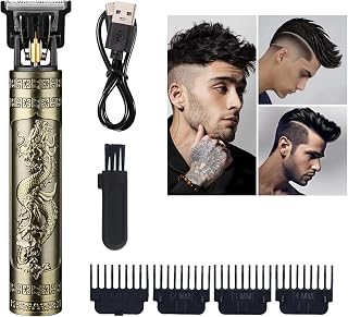 Cortadora de pelo profesional para hombre, T-Blade, afeitadora eléctrica para barba y cabello, máquina eléctrica para el pelo con 4 peines, afeitadora para cabello USB recargable, cortapelos