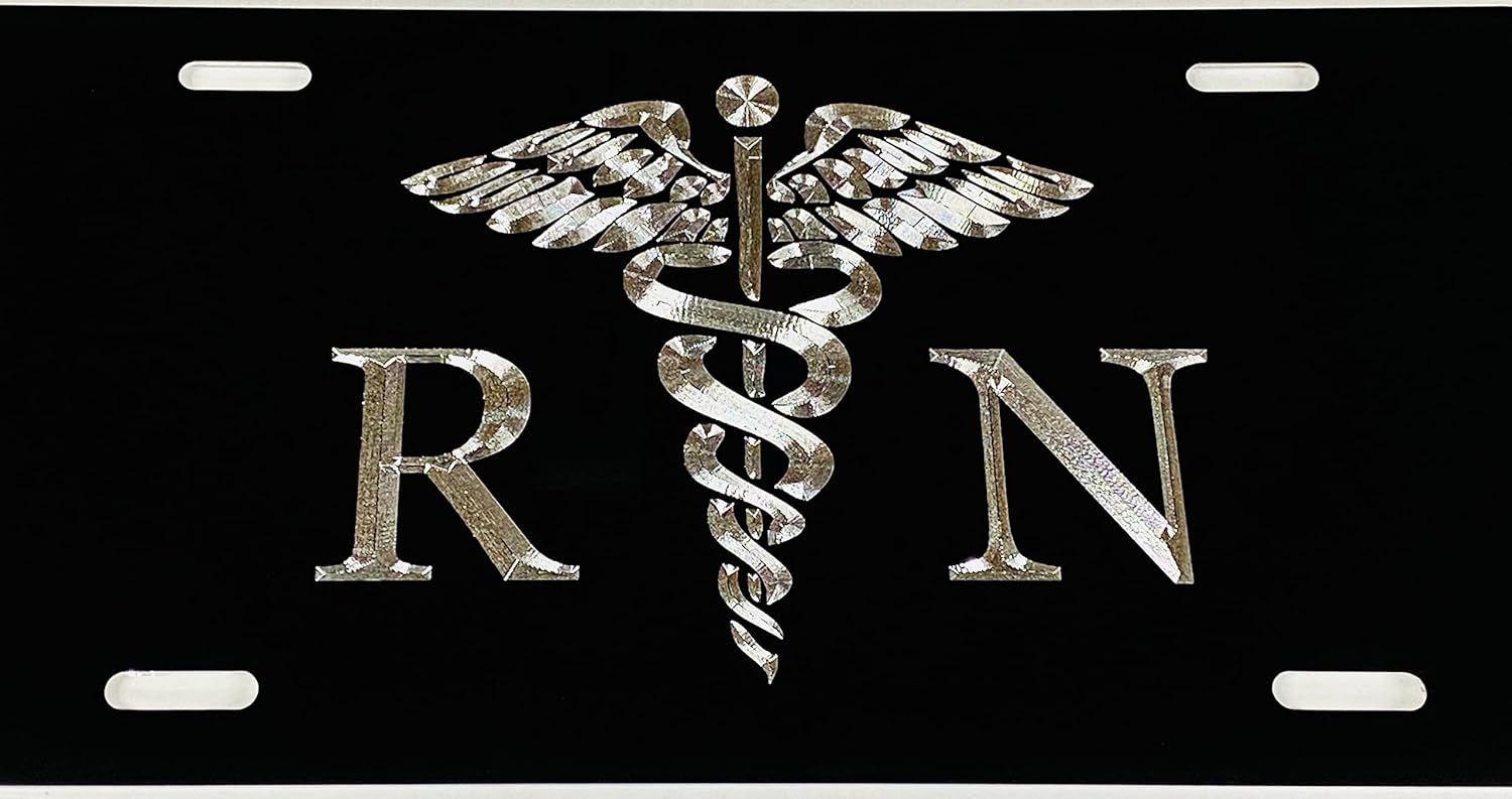 Registered Nurse RN Metal Diamond Etched Engraved Blk License Plate Tag Nice RN Gift