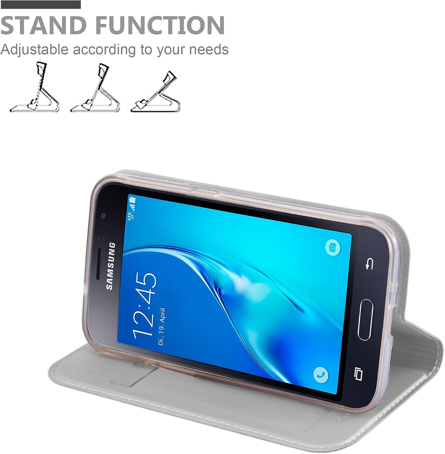 Cadorabo Book Case works with Samsung Galaxy J1 2016 in CLASSY SILVER - with Magnetic Closure, Stand Function and Card Slot - Wallet Etui Cover Pouch PU Leather Flip - Image 5