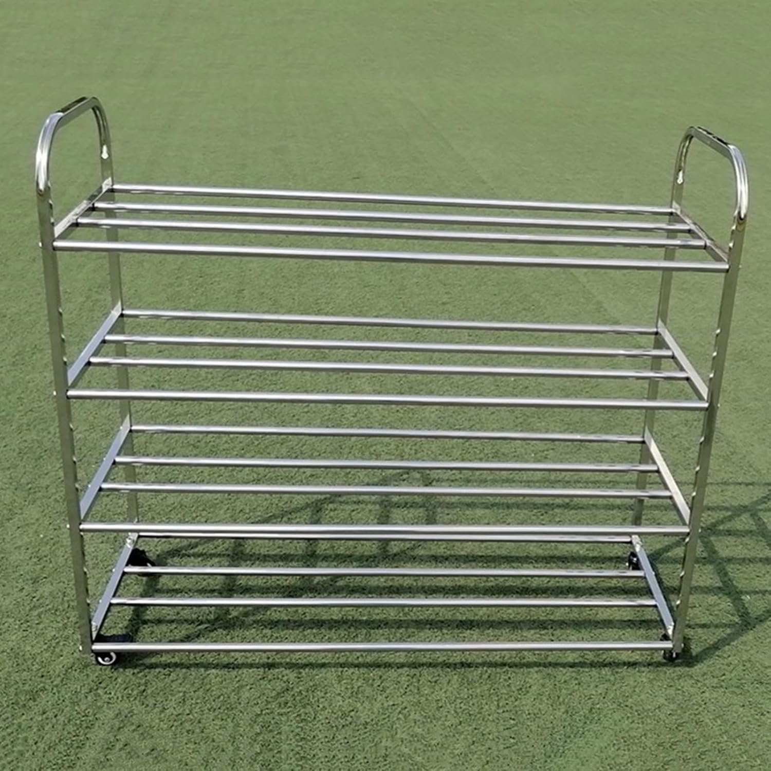 Garage Storage Ball Rack, 4 Tier Rolling Basketball Racks Holder for 40 Balls, Sports Equipment Storage Organizer for Football, Soccer and Volleyball, Stainless Steel