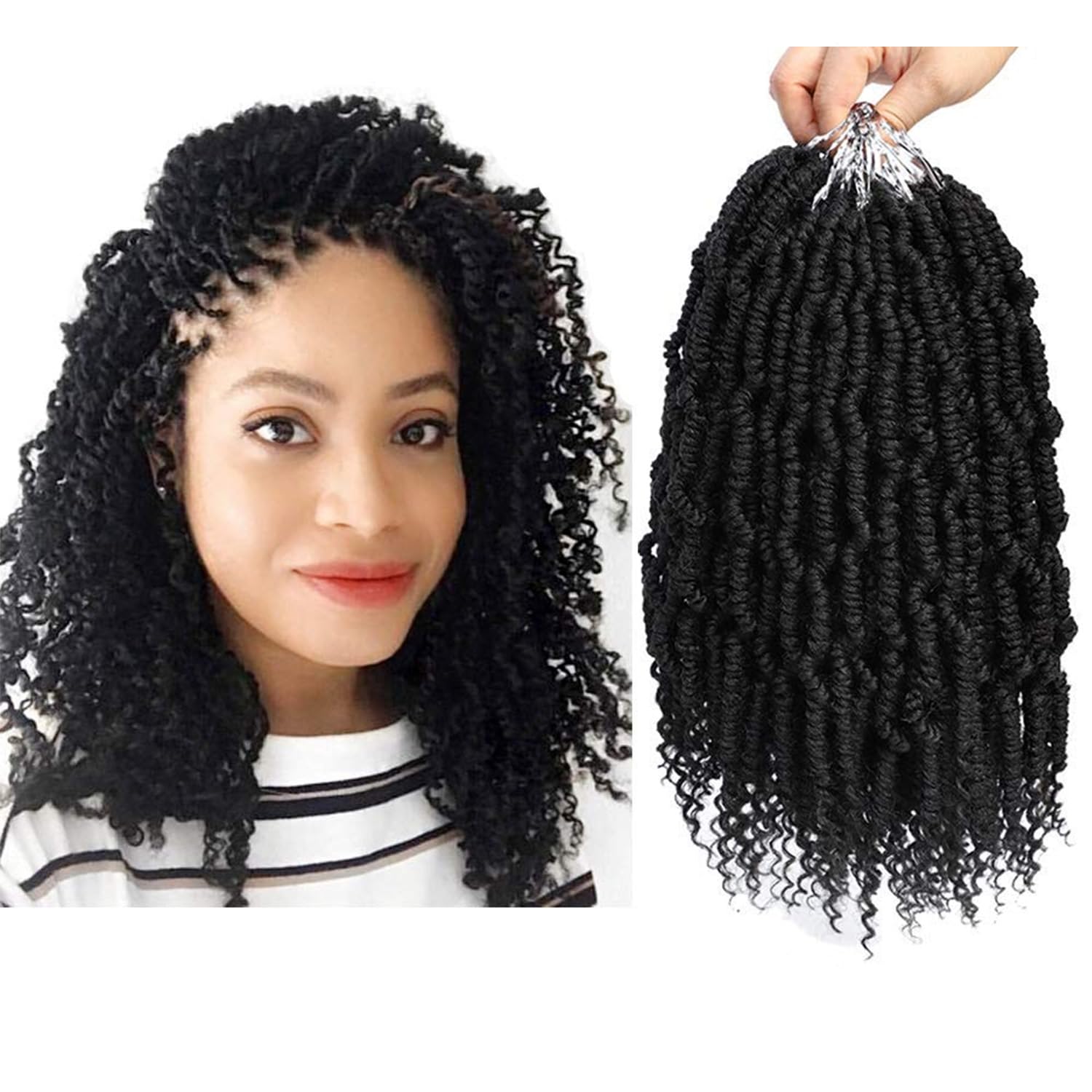 Bomb Twist Crochet Hair 12 Inch 6 Packs Mini Passion Twist Crochet Hair for Black Women Pre-looped Spring Twist Crochet Braids Nubian Twist Synthetic Hair Extension (1B#)