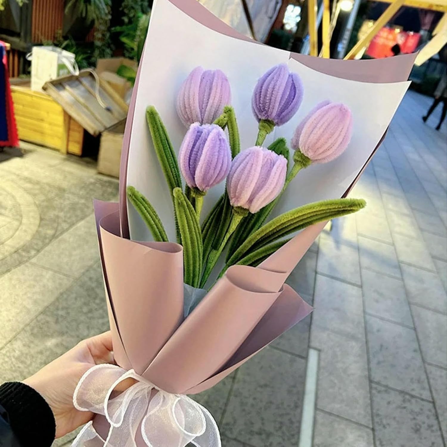 DIY Chenille Bouquet DIY Bouquet Twisting Stick Material Kit-Daisy Tulip