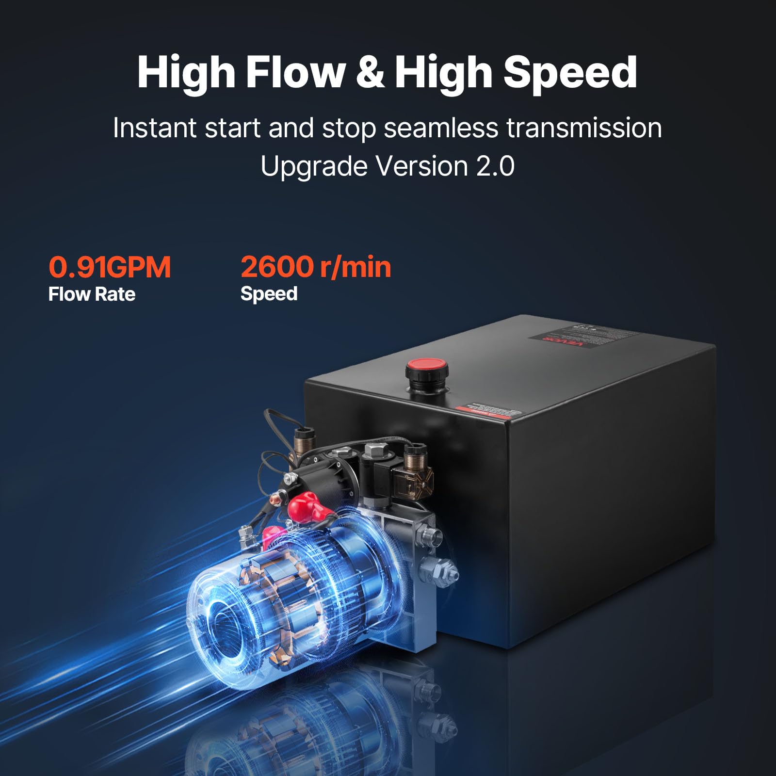 VEVOR Pompa Idraulica per Sollevatore Rimorchio Centralina Idraulica Azione Doppia 2600 giri/min Flusso 3,4L/min, Pompa per Rimorchio Piattaforma con Serbatoio d'Olio in Metallo da Officina