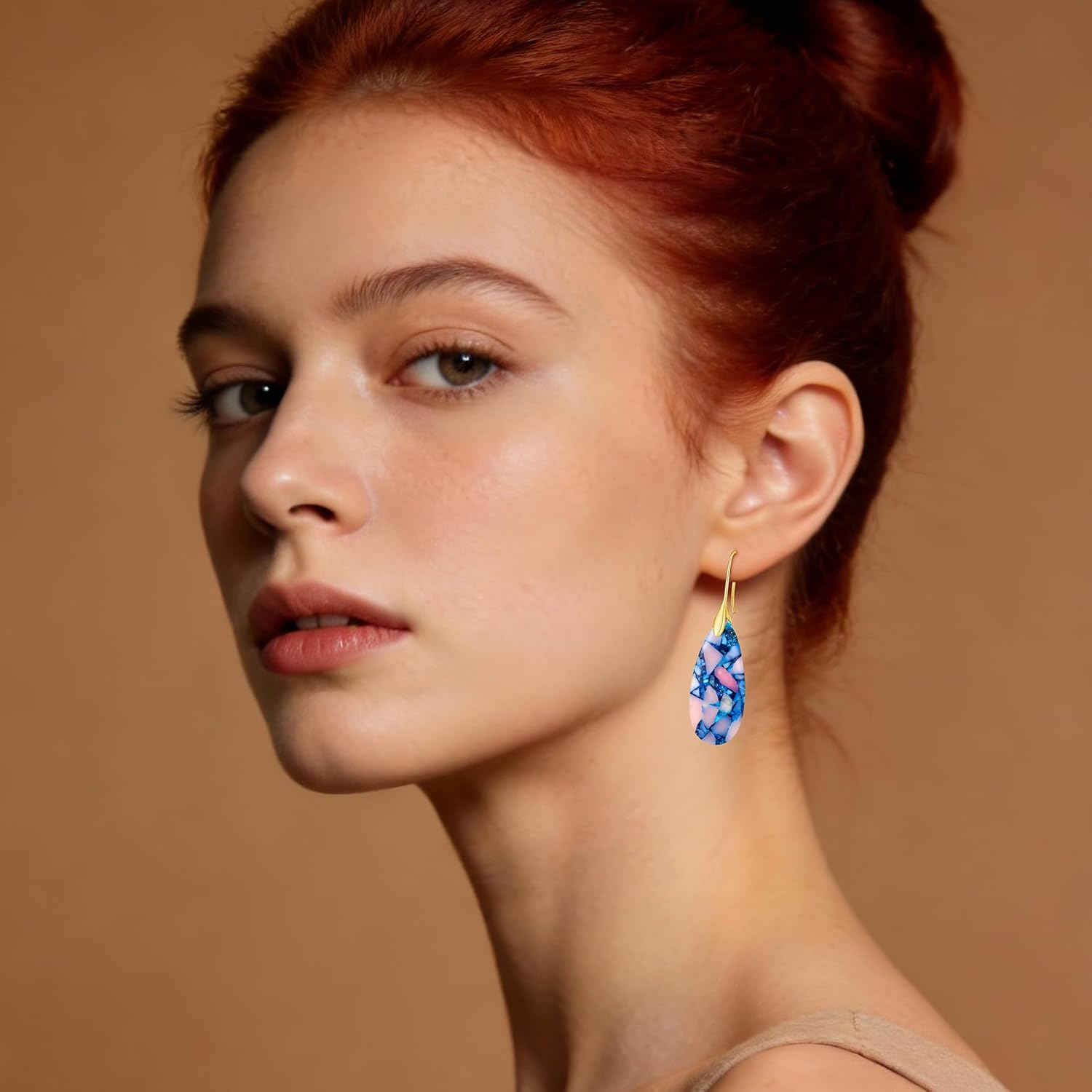 Natural Stone Earrings For Women Fishhoop Dangle Drop Earrings Gold Silver Hoop Statement Earring Birthday Gifts For Women - Image 9