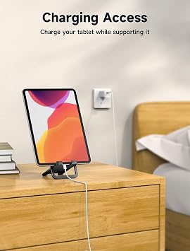 JSAUX Universal Tablet Stand, Portable Foldable Tablet Holder for Desk Compatible with iPad mini/Air, Samsung Galaxy Tab, Kindle Fire, ROG Ally, iPhone and Other Tablets-Black