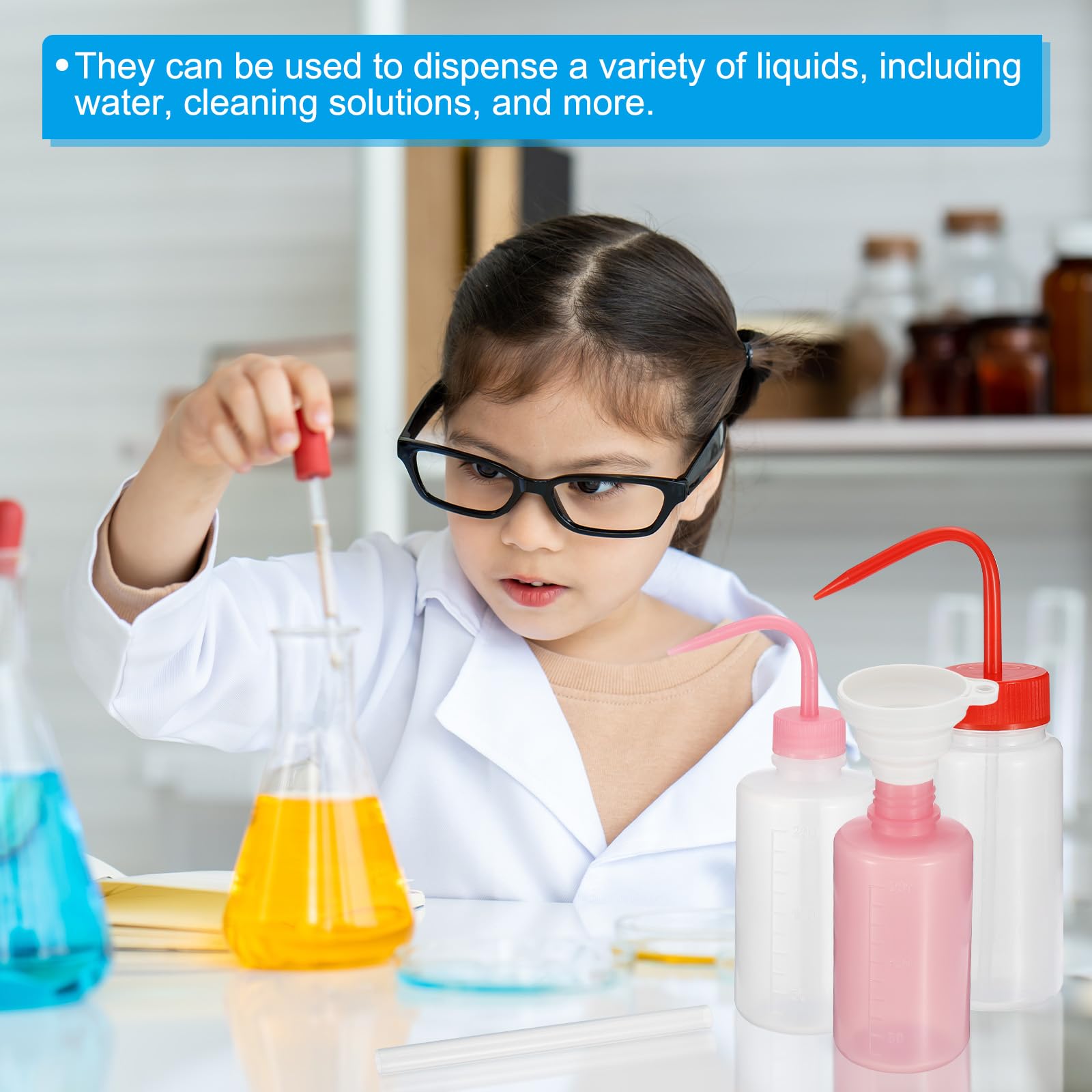 PATIKIL Bottiglie per lavaggio da 500 ml, 12 pezzi, in plastica, a bocca stretta, strumenti per irrigazione, pulizia di laboratorio, lavaggio, irrigazione, conservazione di liquidi, rosa