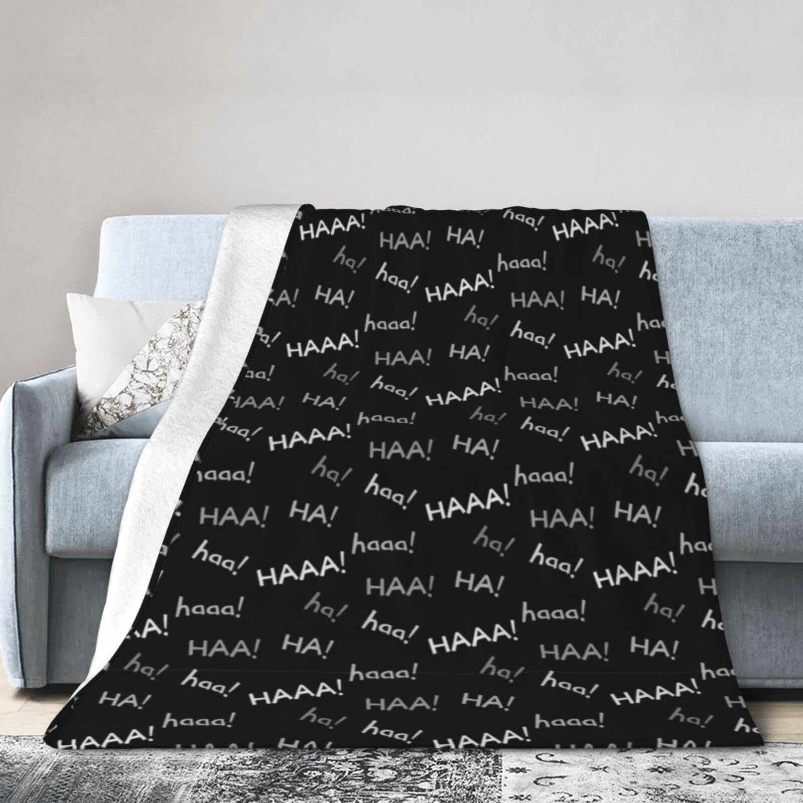 Noble Ren Black White Laughter Ultra-Soft Micro Fleece Blanket Winter Warm Soft Lannel Fleece Throw Blanket For Couch Sofa Bed 50"X40"