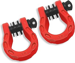 GearAmerica Mega D Ring Shackles – 68,000 lbs Capacity, Stronger Than 3/4" D Rings –Tow Shackle, 7/8" Pin & Washers – Securely Connect Tow Strap or Winch Rope for Off-Road Recovery – Red, 2-Pack