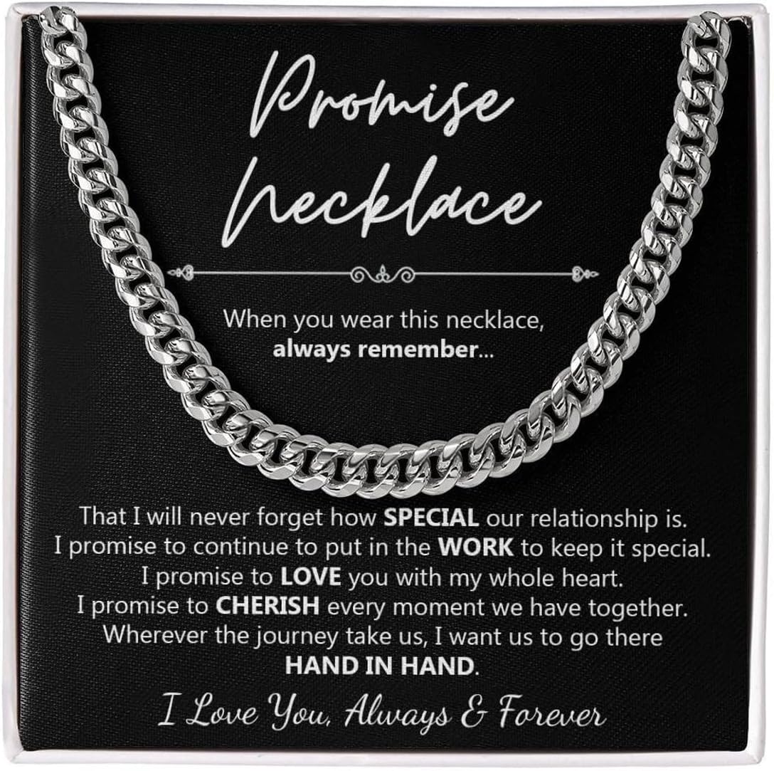 Promise Necklace For Him, Personalized Sentimental Meaningful Gifts For Boyfriend, Cool Boyfriend Necklace, To My Man Necklaces Gift, Silver Gold Cuban Link Chain For Men, Drummers Birthday Christmas