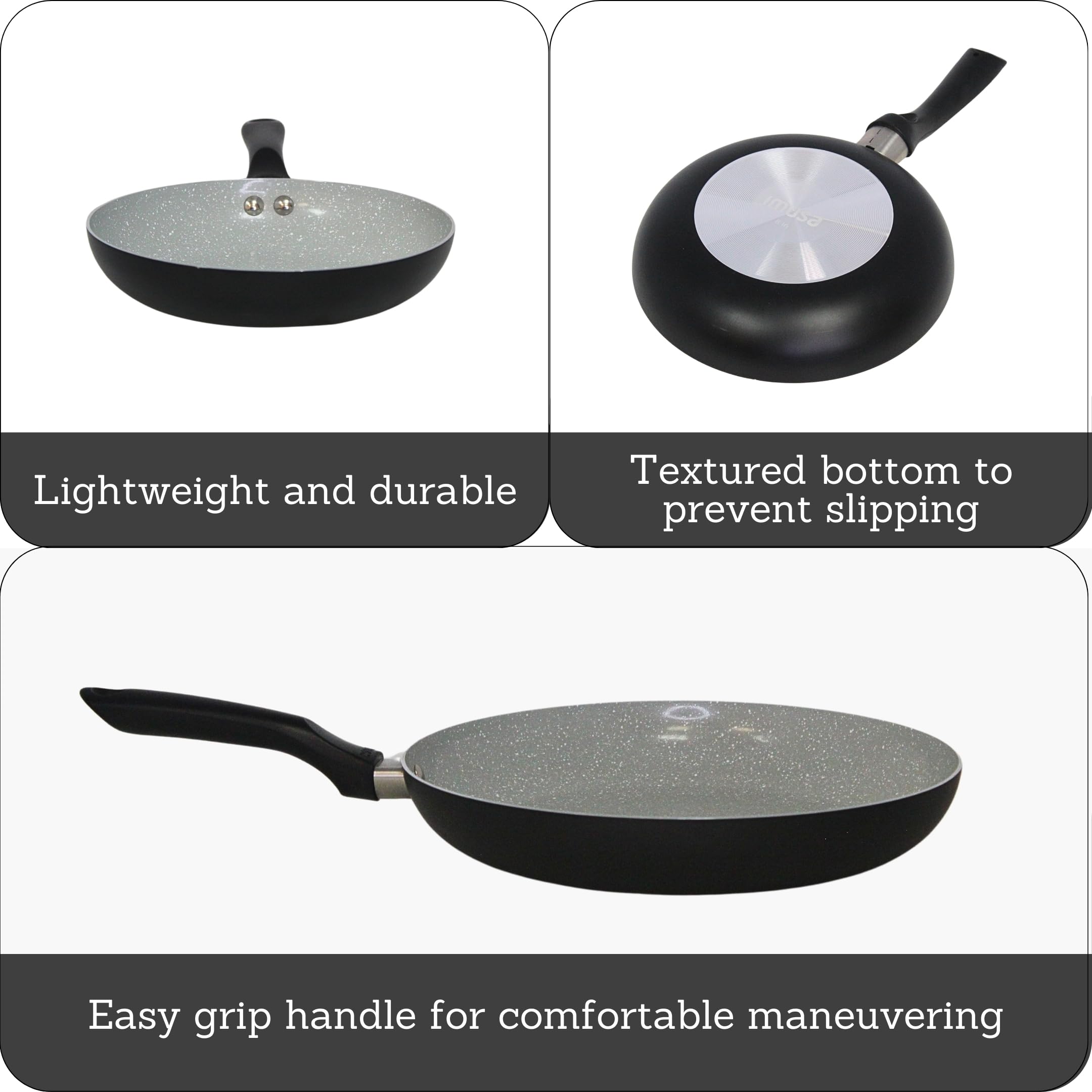 IMUSA 12" Speckled Gray Ceramic Fry Pan -2
