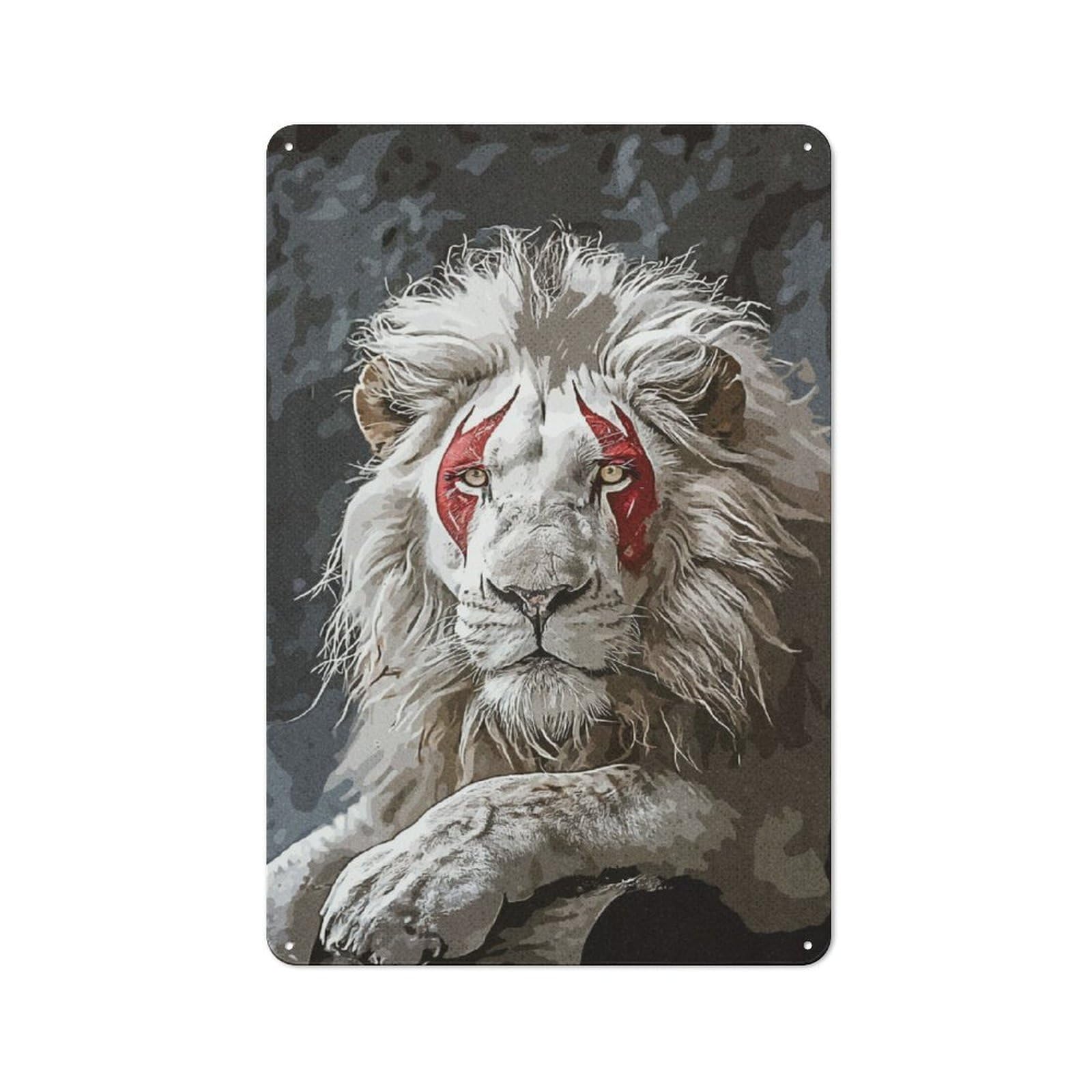 Junmoney Lion Rustic Tin Sign 30X20cm Featuring For Garage Or Workshop, For Garage, Workshop And Man Cave Decoration