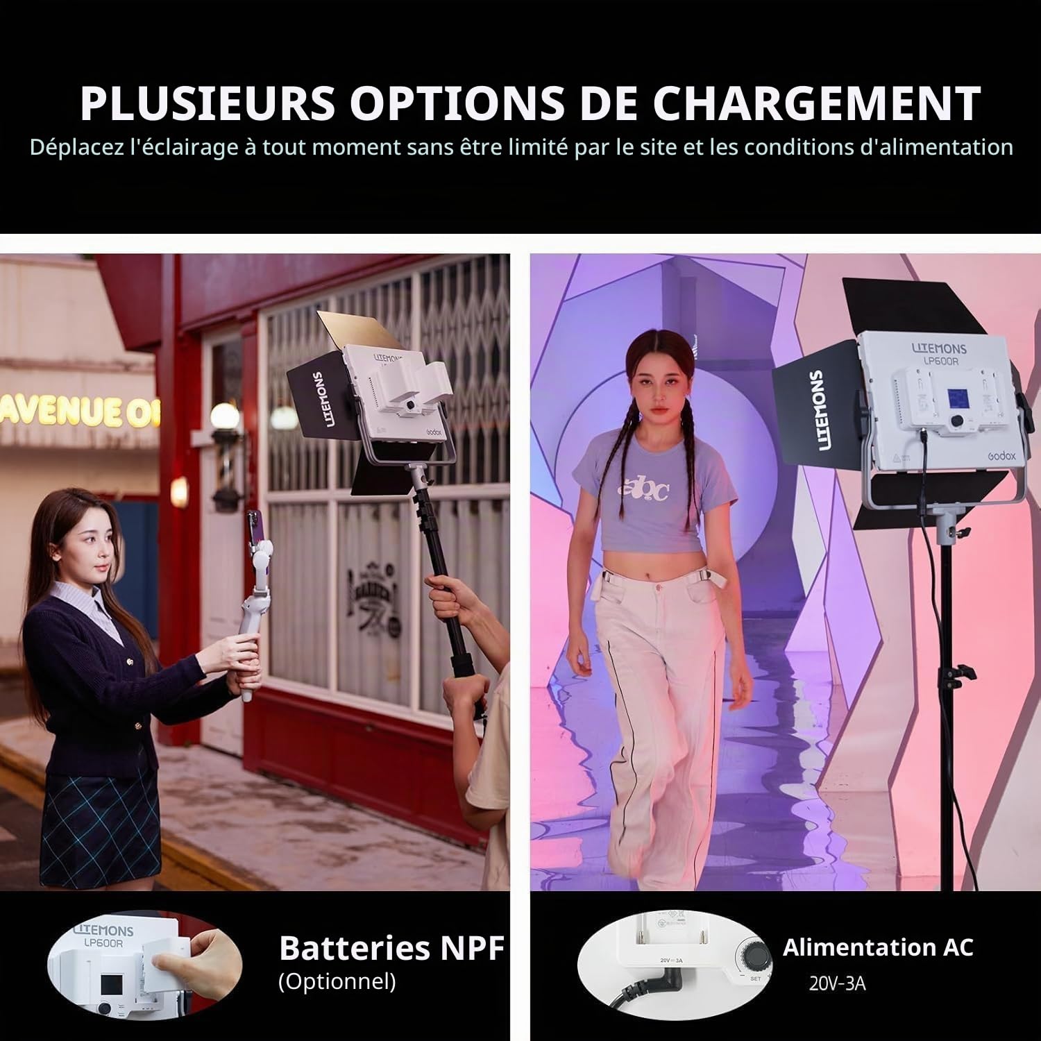Godox LP600R RGB LED Lampe Vidéo avec Brandoor, 60W 1800K-10000K 9270Lux LED Panneau Lumiere avec 14FX Effets, APP Contrôle, CRI96+ Dimmable 0-100% Panneau Lampe pour Studio