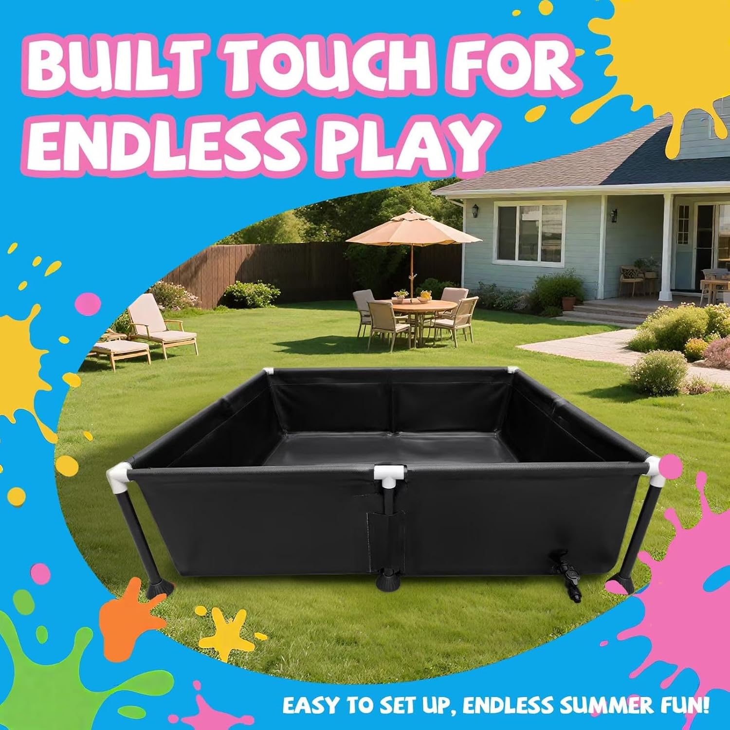 Above Ground Pool, 37.4x37.4x7.9in, Puncture Proof Triple Layer PVC Dog Bath Swimming Pool with Mesh Design, for Backyard Garden and Pets