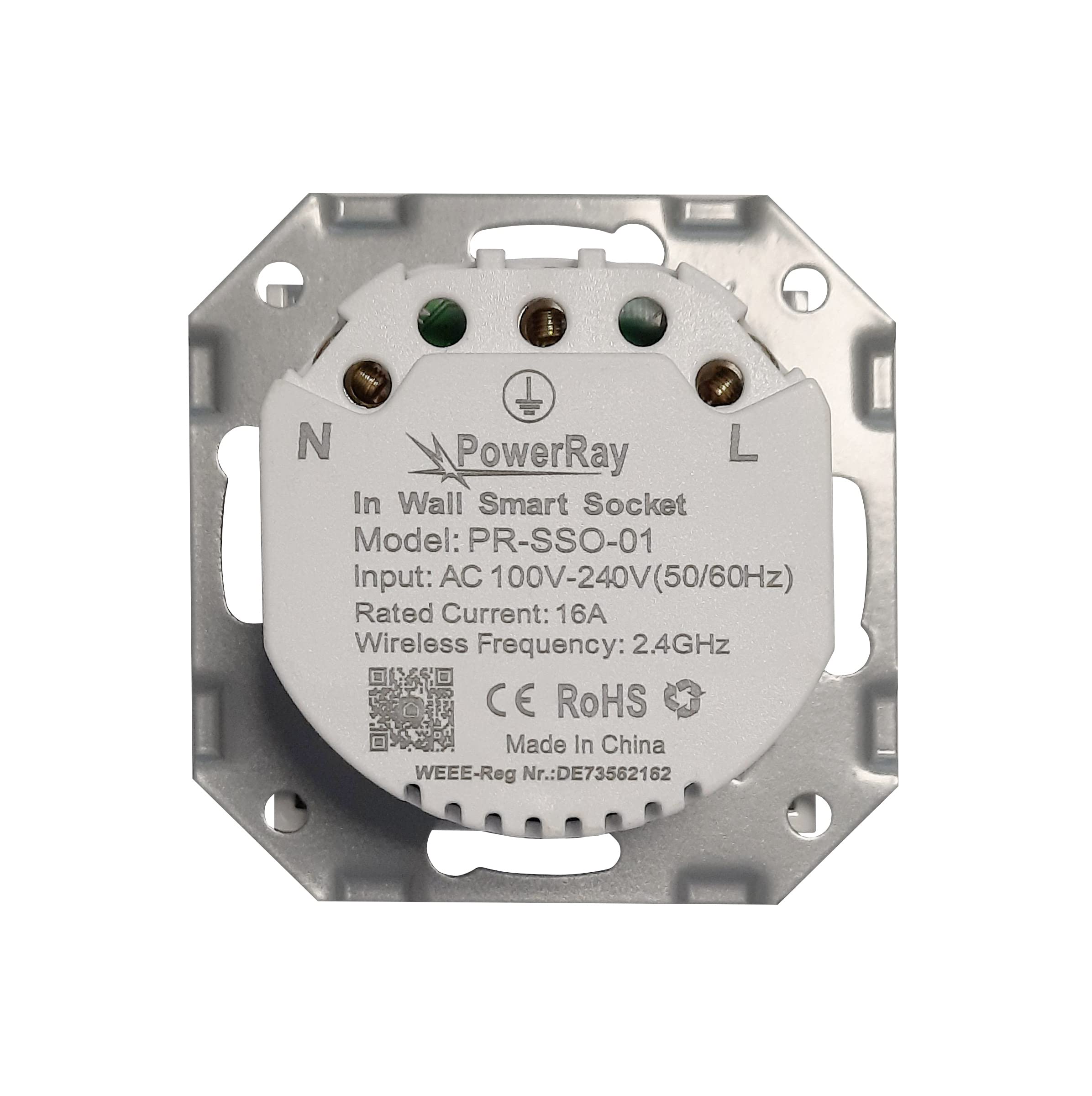 WiFi Smart Socket PR-SSO-01, Steckdose ohne Rahmen mit 5,5 x 5,5 cm Adapter, wei?, OVP (PR-SSO-01)