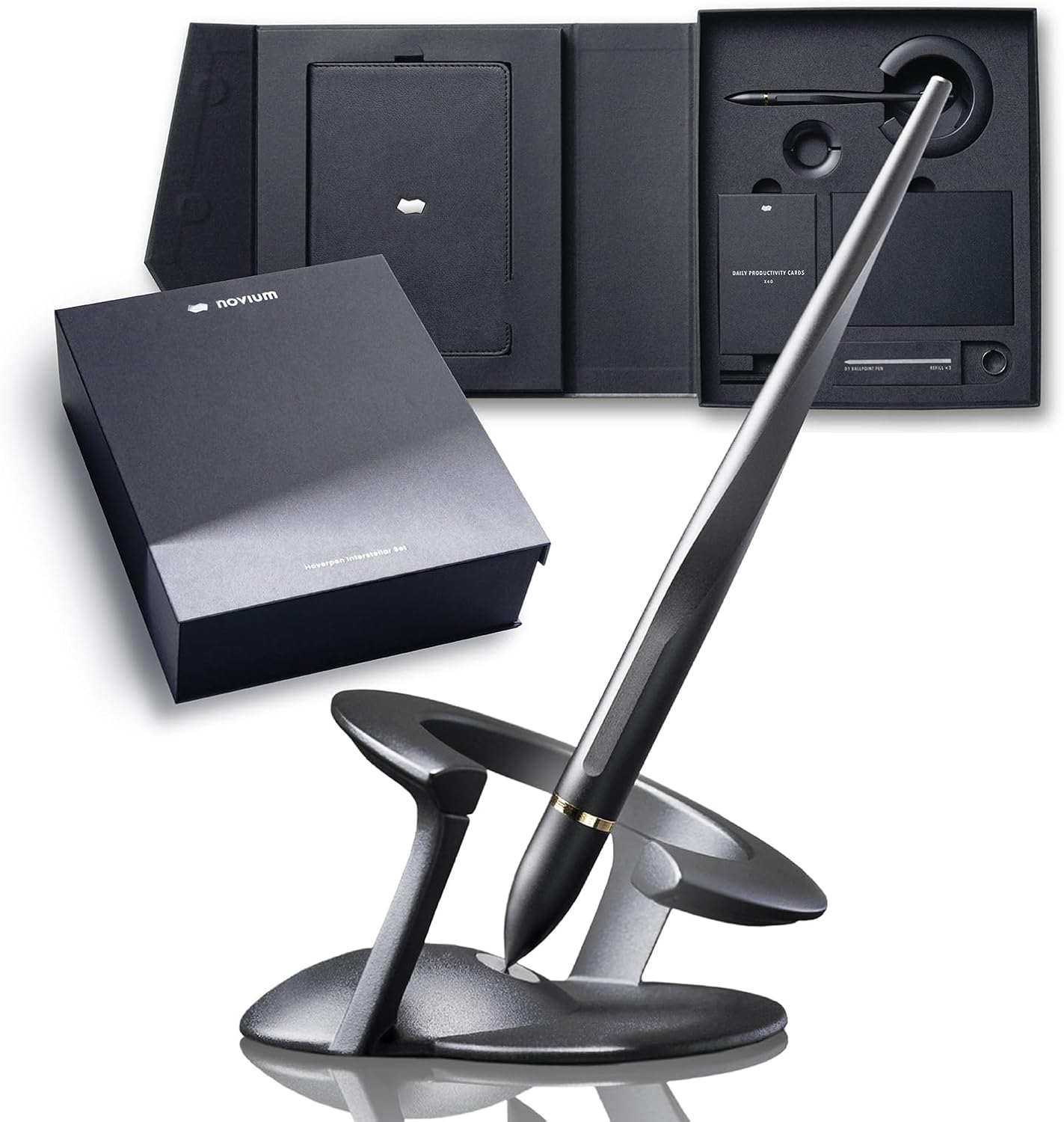 novium Hoverpen Interstellar Gift Set - Luxury Pen, 18K Gold-Plated Ballpoint with Premium Accessories, Refillable Ink, Gifts for Men & Women