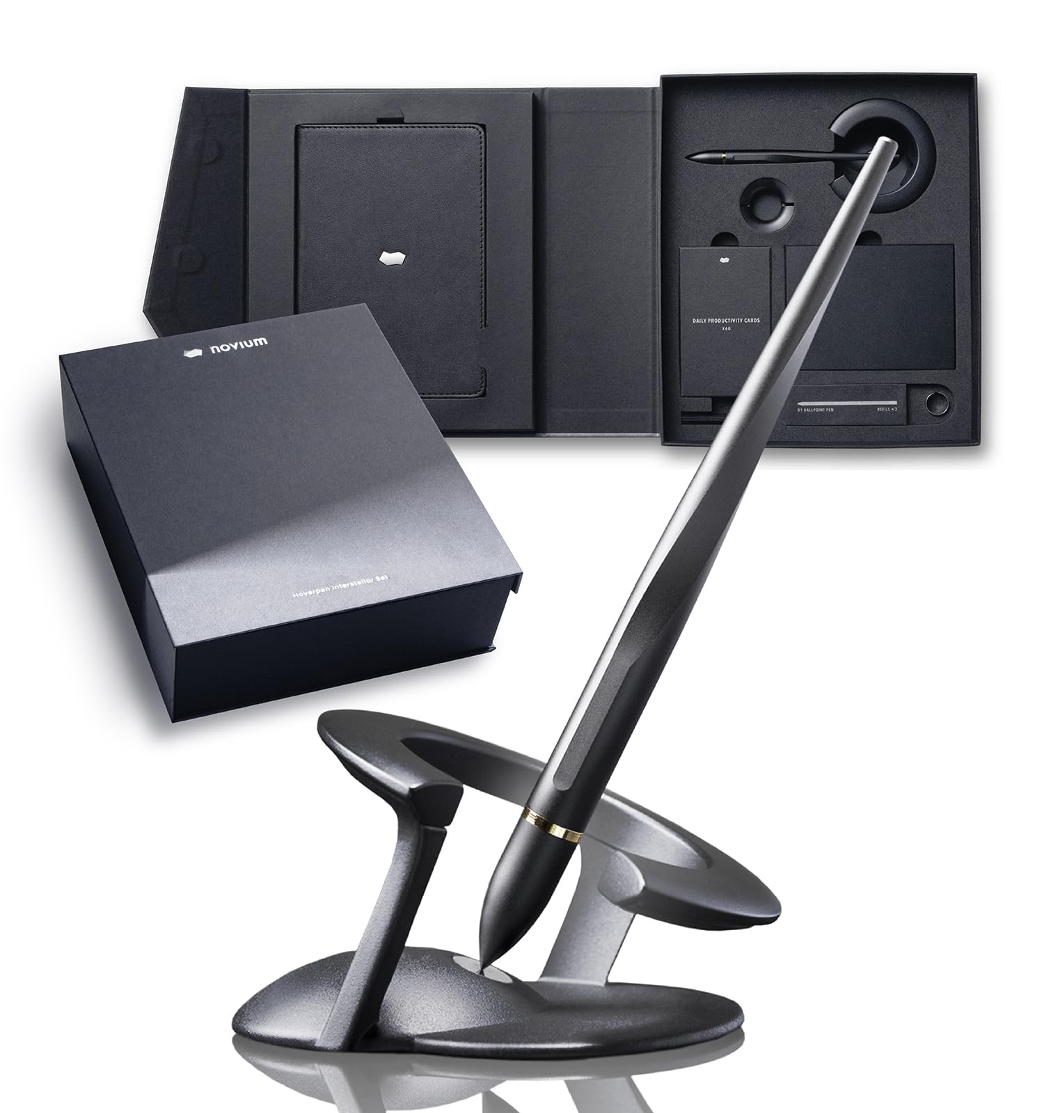 novium Hoverpen Interstellar Gift Set - Luxury Pen, 18K Gold-Plated Ballpoint with Premium Accessories, Refillable Ink, Gifts for Men & Women