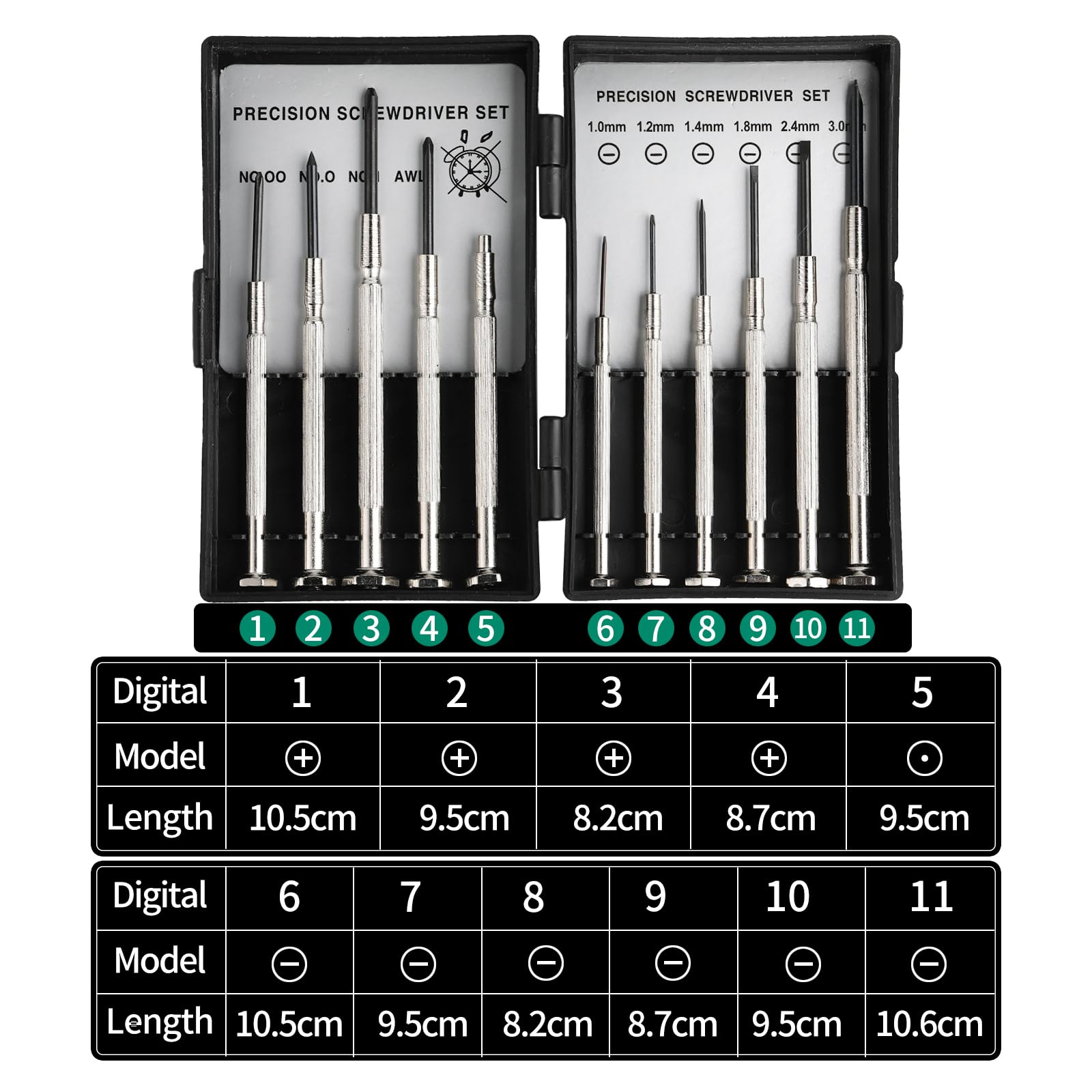 Set 11 Cacciaviti Di Precisione Per Telefono, Orologio, Laptop, Occhiali, Con Custodia