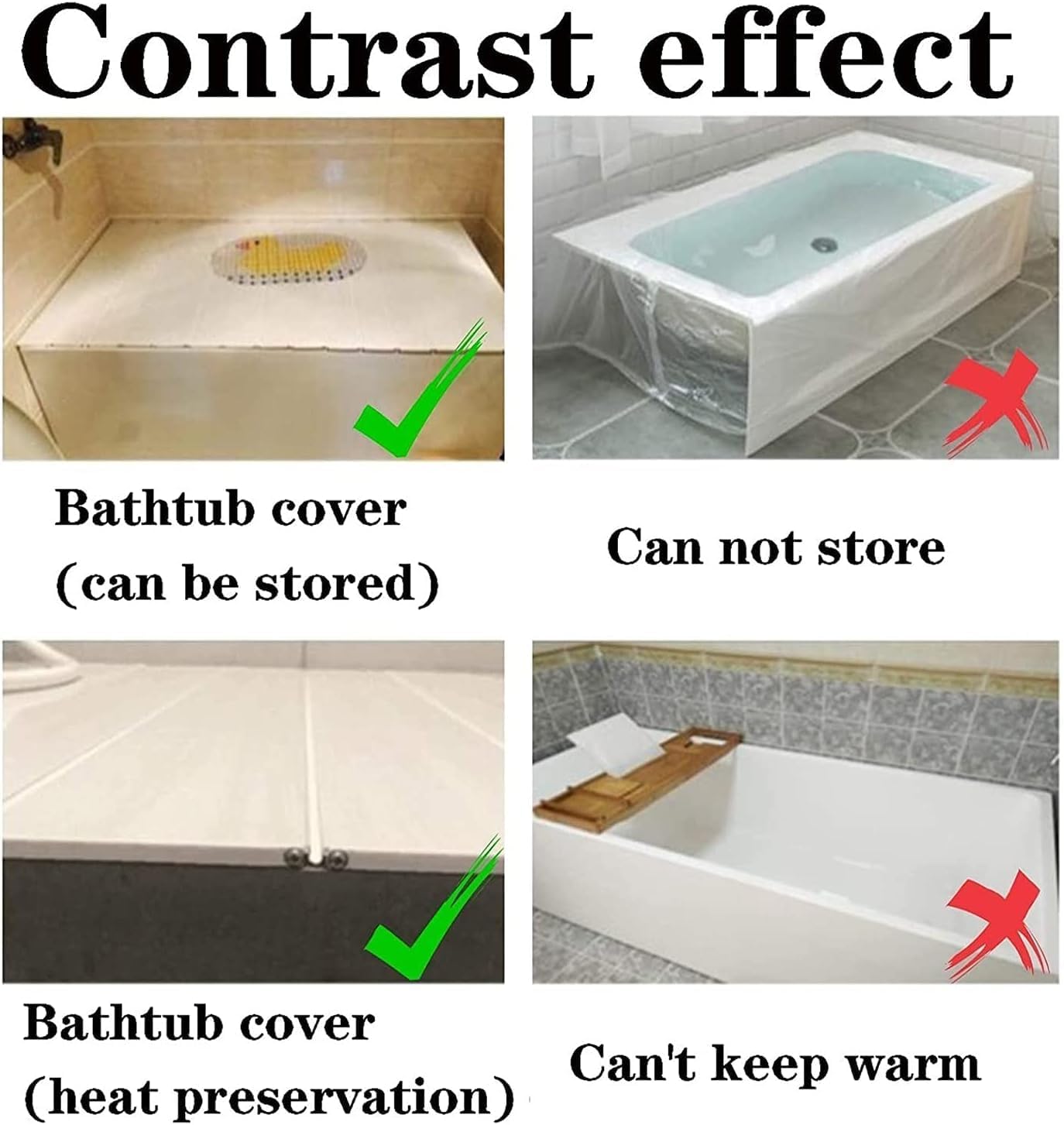 White Bath Overlay, Foldable Dustproof Plate, Bath Insulation Cover, PVC Bathtub Insulation Cover, Suitable For Most Standard Size Bathtubs, 115x65x0.7cm