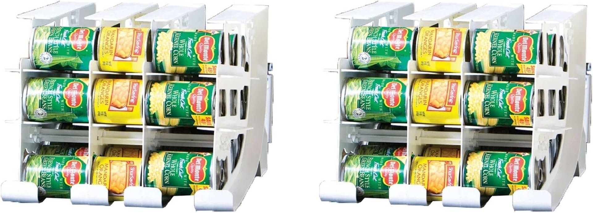 FIFO Can Tracker 2-Pack - 3-Tier Rotating Food Can Organizer for Pantry, Expandable Soda Can Storage for Kitchen, Holds 54 Cans of Food or Soda