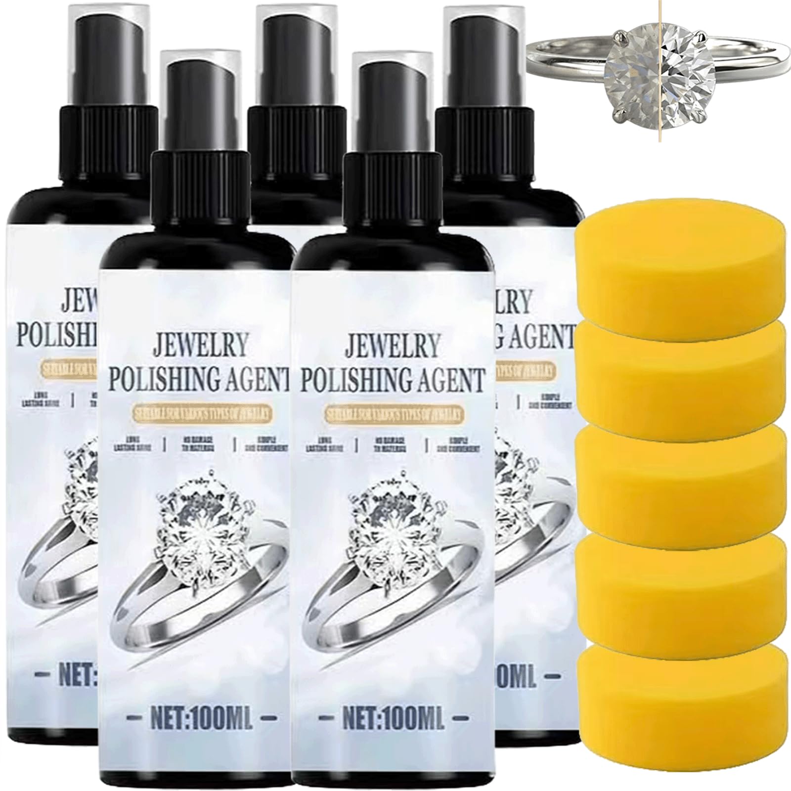 Jewelry Polish & Shine Spray - Sanfte Schmuckpflege, schnell wirkender Glanzrestaurator und Klarheit, stellt strahlend & Klarheit wieder her, Jewelrys Protective Finish Spray, (5PCS)