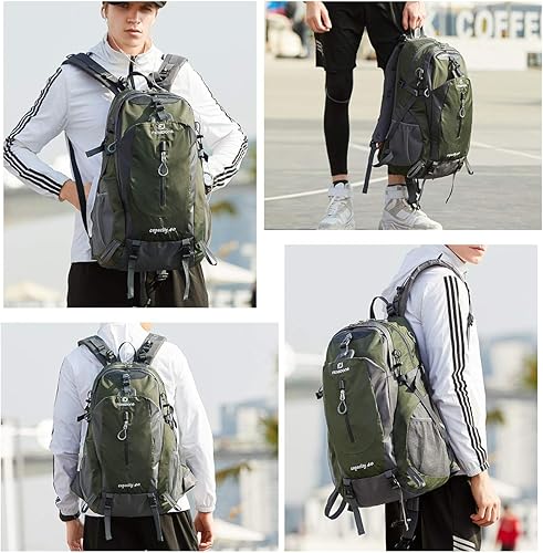Miniatura 6 de Fengdong Mochila de viaje impermeable y ligera para senderismo, acampadas, de 40 L, para hombres y mujeres, Verde