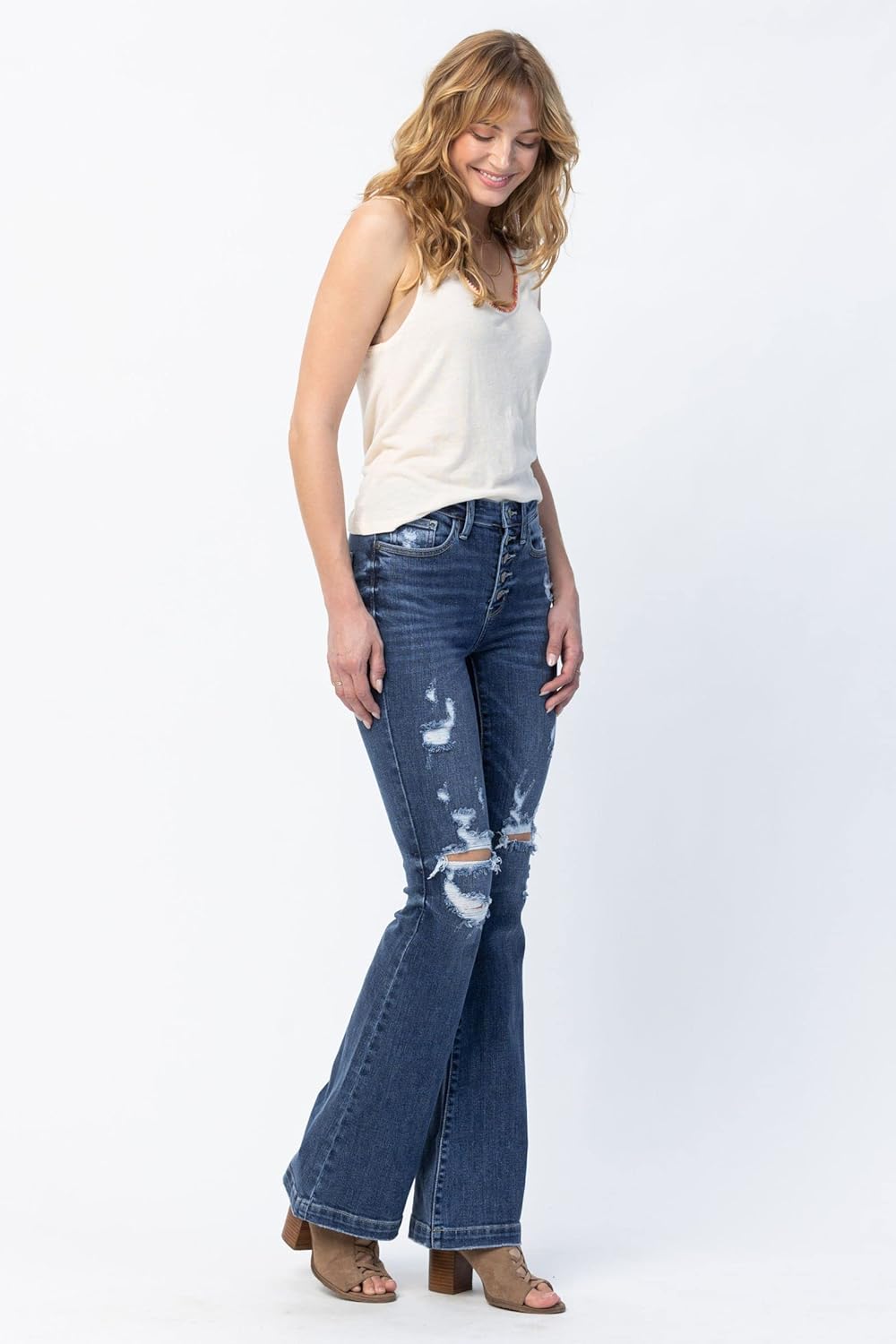 'Fiercely Bella Boutique' Mid-Rise, Button Fly, Flare Jeans (Style 82430)