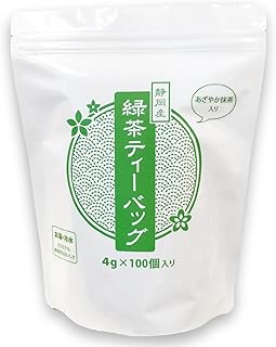 薗田製茶 静岡産 あざやか抹茶入り 緑茶ティーバッグ 水出し・お湯出し両用タイプ 4g×100個入 (1)