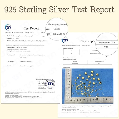 Miniatura 2 de Qulltk Cuentas de plata de ley 925 de oro de 18 quilates para hacer joyas, 50 cuentas sueltas de plata S925 redondas lisas para pulseras apilables,