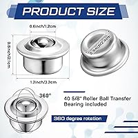 Vista 2 de Gisafai 40 unidades de rodillos de transferencia de bolas de 5/8 pulgadas, rodamientos de transferencia de bolas de acero al carbono con rotación