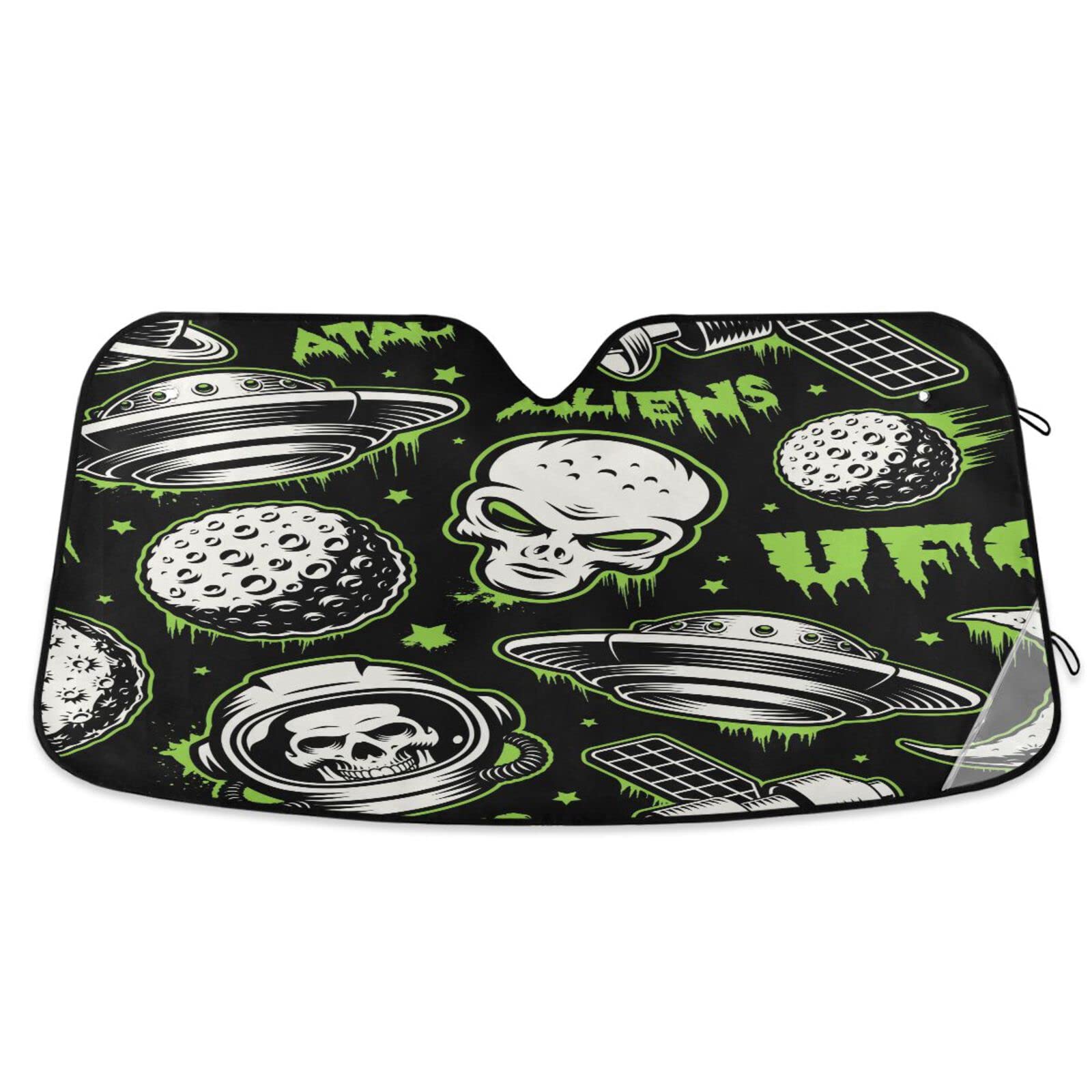 Car Windscreen Sun Shade Ufo Flying Saucer Alien Car Windscreen Sunshade Dust Water Resistant Car Heat Shield Blocks Uv Rays Car Sunshades 70x130cm For Gift, Trucks, Suv