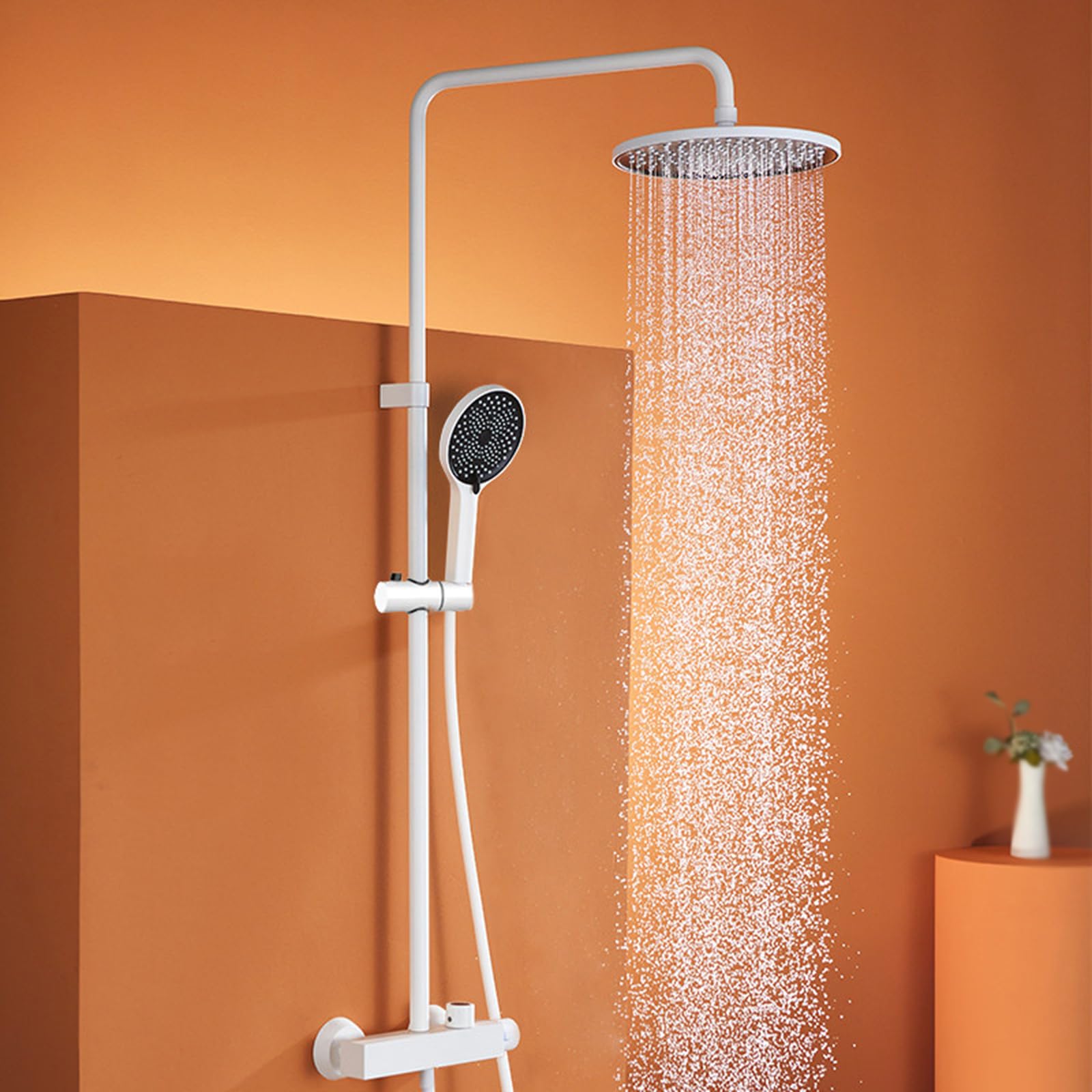 Colonne de douche en laiton BiaoTeng blanc et chrome un ensemble mural haut de gamme