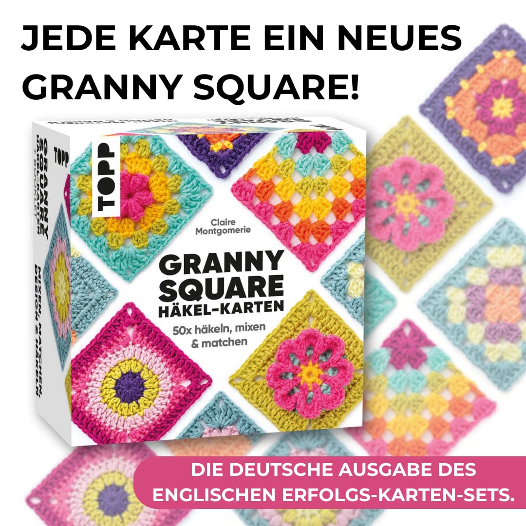 Granny Square Häkel-Karten (Deutsche Ausgabe): 50x häkeln, mixen und matchen. Mit Häkelschrift und Foto zu jedem Granny Square und praktischem So-geht's-Booklet
