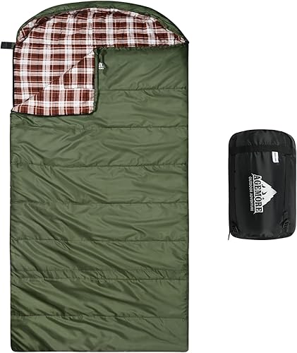 AGEMORE Saco de dormir de franela de algodón para adultos, saco de dormir ligero XXL de algodón para camping, mochilero o senderismo, resistente al