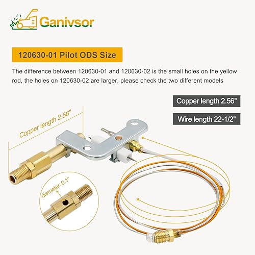 Miniatura 4 de Ganivsor 120630-01 Pilot ODS para calentadores de pared de gas natural Desa Glo-Warm Vent Free - 1500 vatios Pilot ODS Assembly