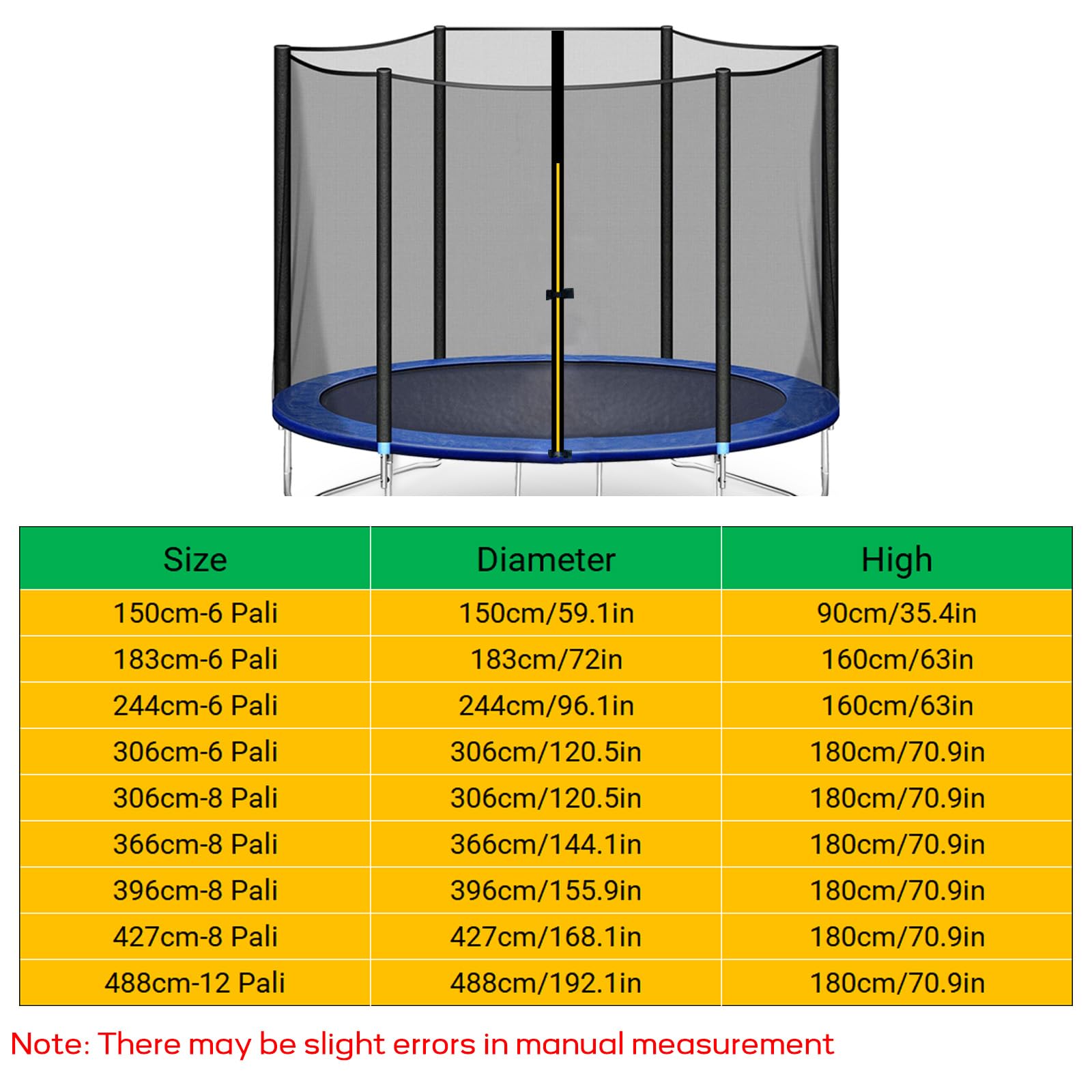 PRELGOSP Rete di Ricambio per Trampolino ø150/183/244/306
