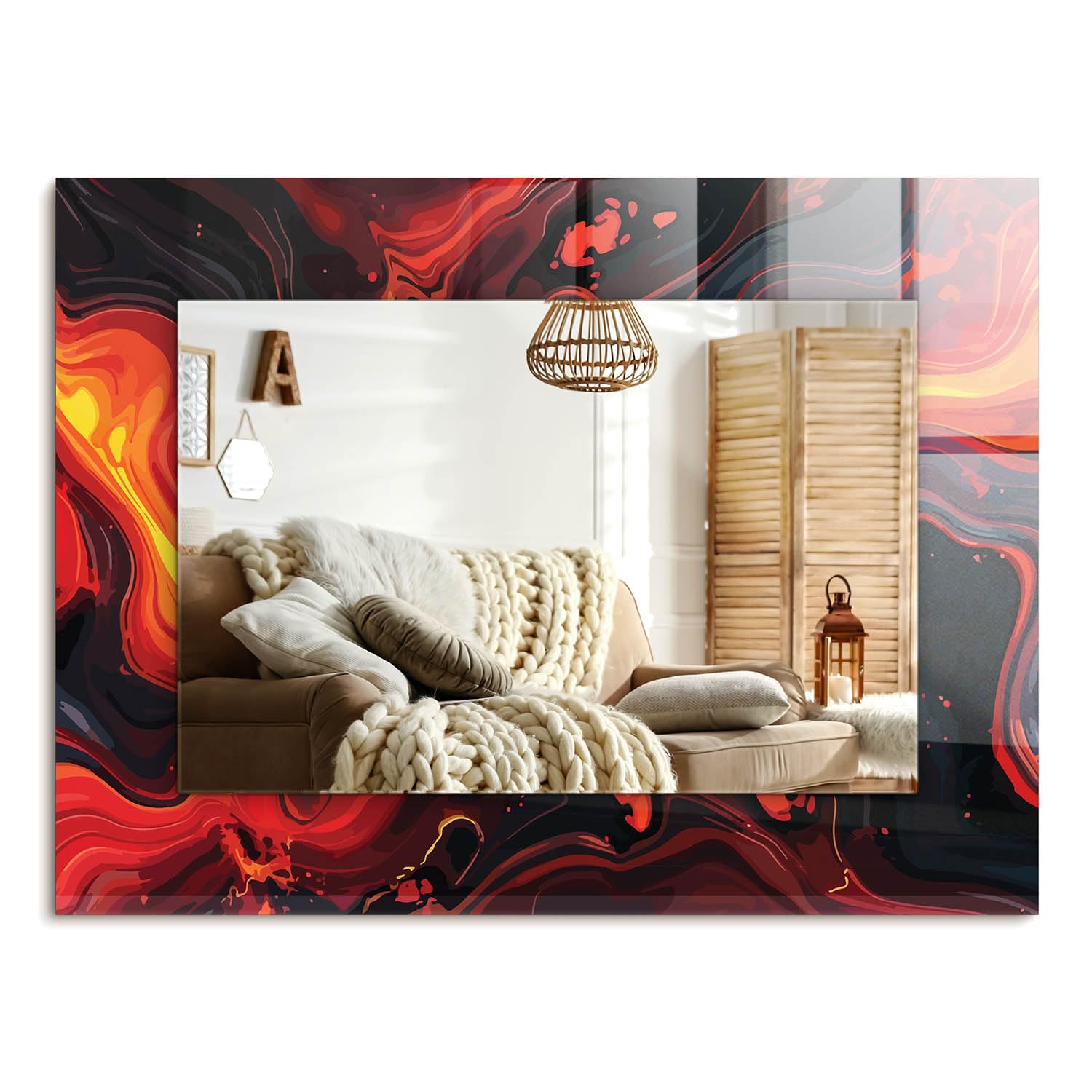 Miroir avec impression design moderne pour sublimer la décoration murale de la chambre