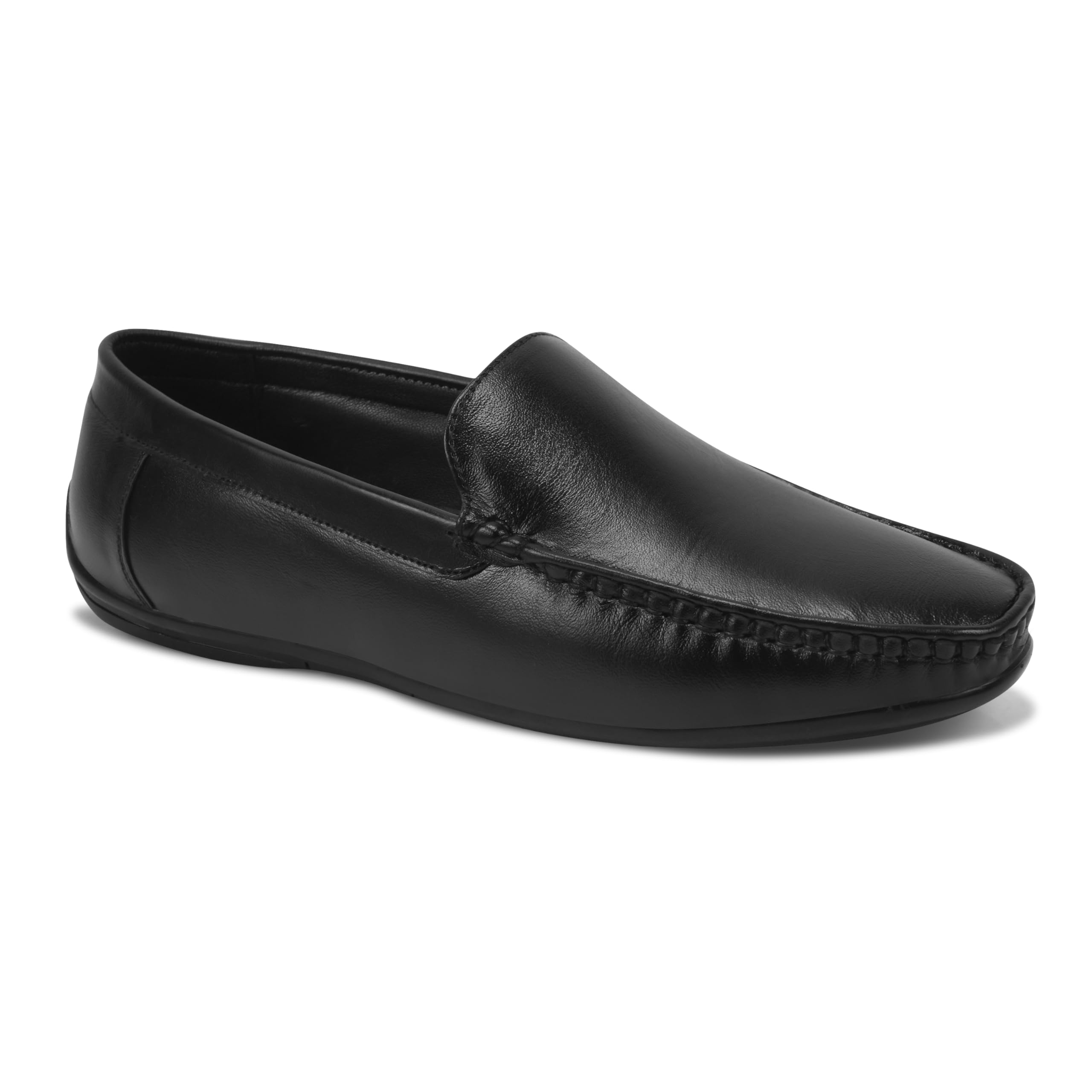 Loafers Men's Leather Slip-On Loafers, Moccasin Style Driving Shoes | Black Genuine Leather | LF01-image-40