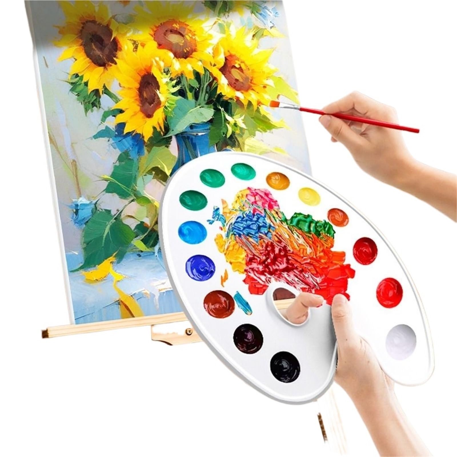 Tavolozza di plastica 5 pezzi di pigmento in plastica for olio e acquerello, tavolozza bianca, vassoio for pigmenti artistici Per mescolare i colori(26x34.6cm)