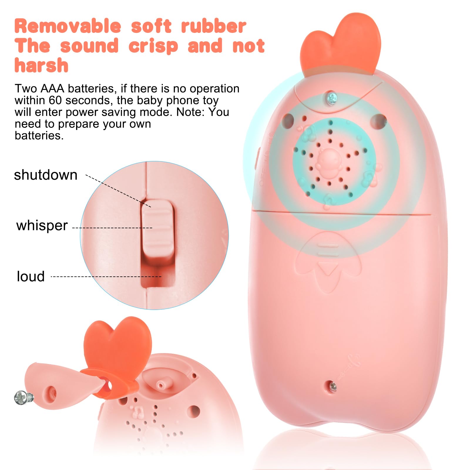 Aolso Telefono Giocattolo per Bambini, Cellulare Giocattolo per Bambini Giocattoli Educativi, Telefono Giocattolo per Neonato 6 Mesi + Ragazzi Ragazze, Telefono Cellulare per Bambini, Pulcino Rosa