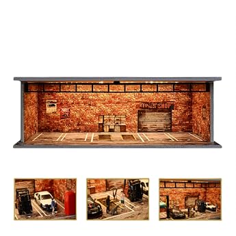 1/64 Diorama Garage Model with Warm Light Howroom Parking