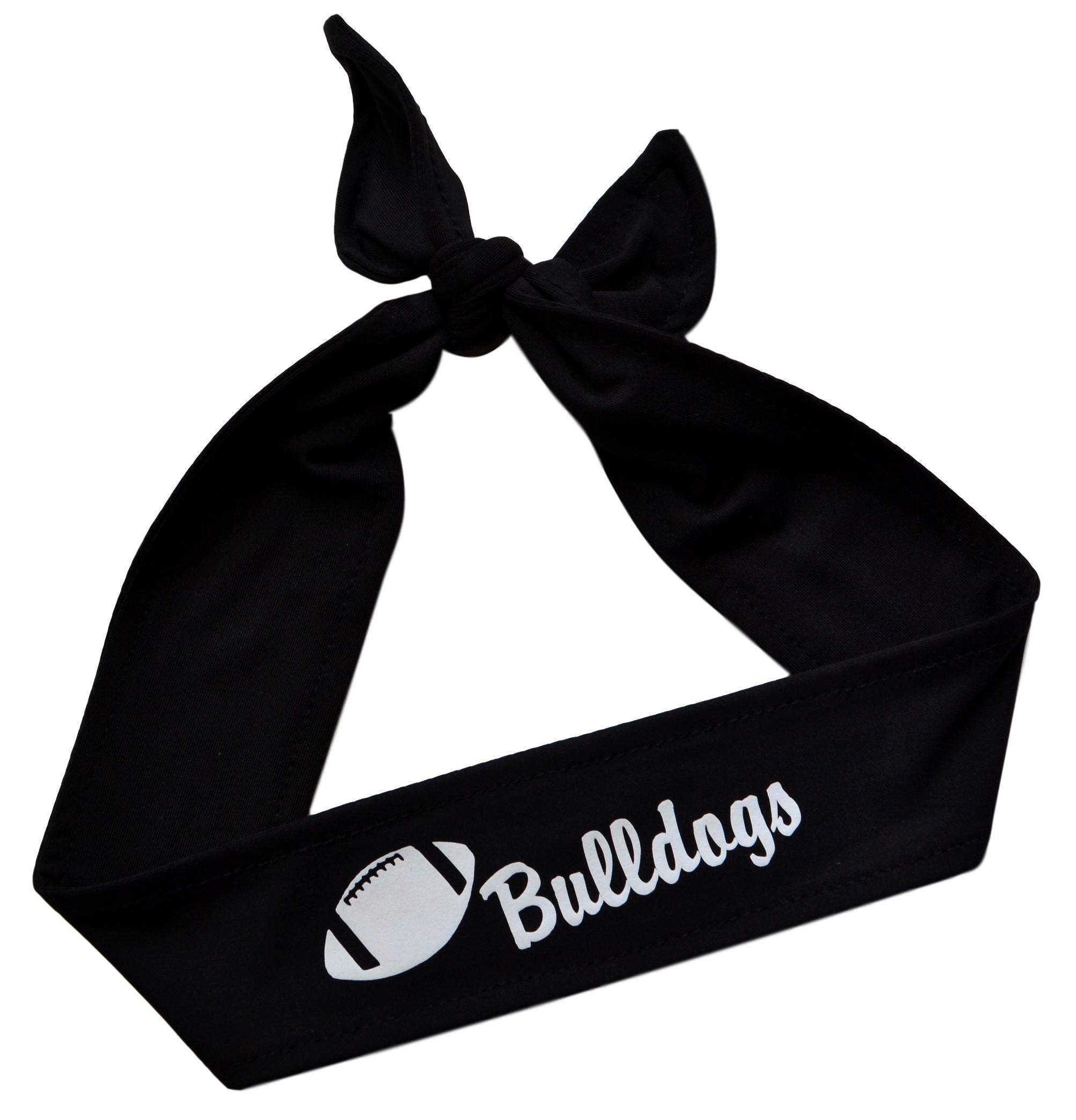 Funny Girl Designs Personalized Football Tie Back Headband with Custom Vinyl Text - Your School Name and Colors - Homecoming Headband