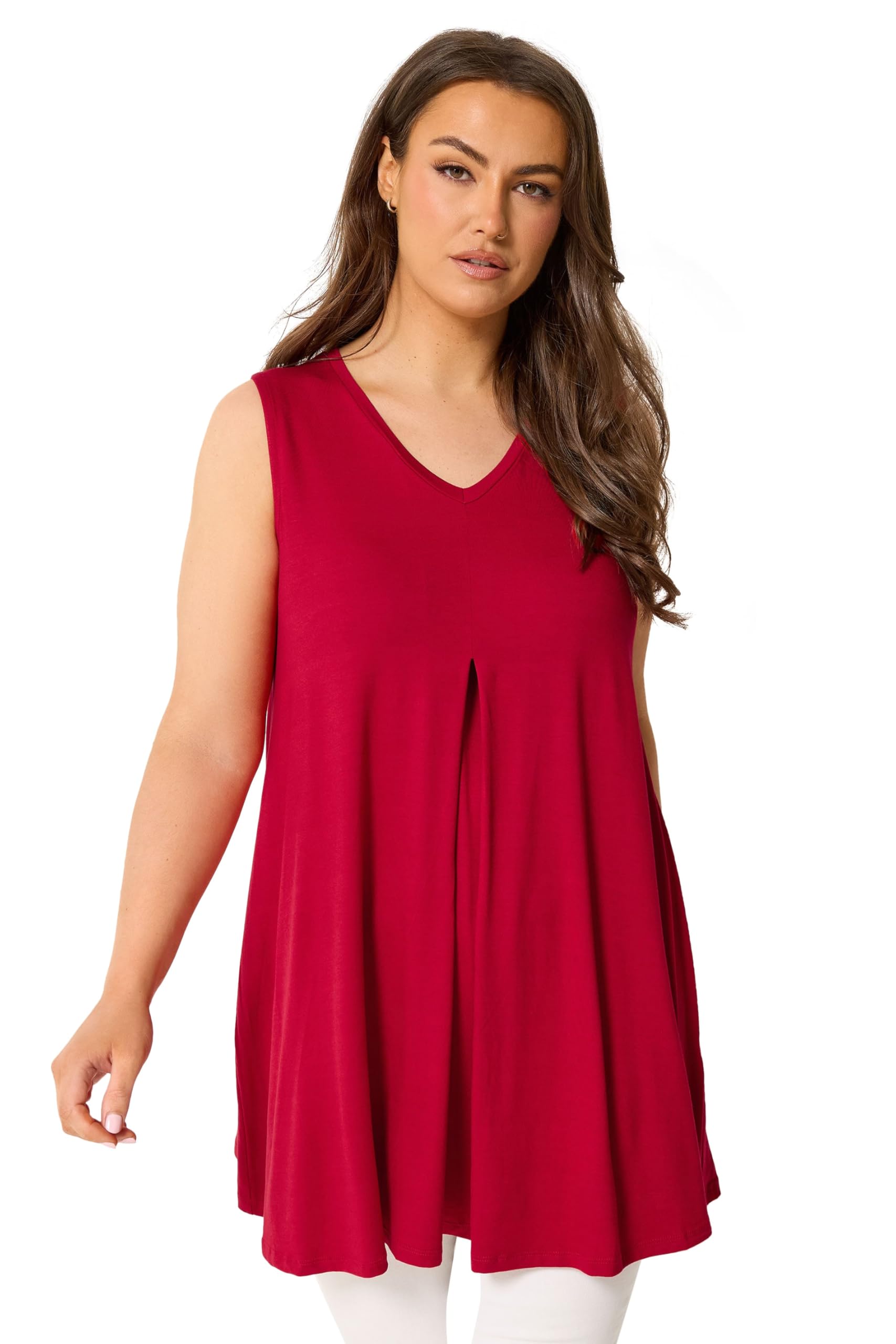 Yours Women's Red Curve Pleat Front Vest Top - Plus Size Curve
